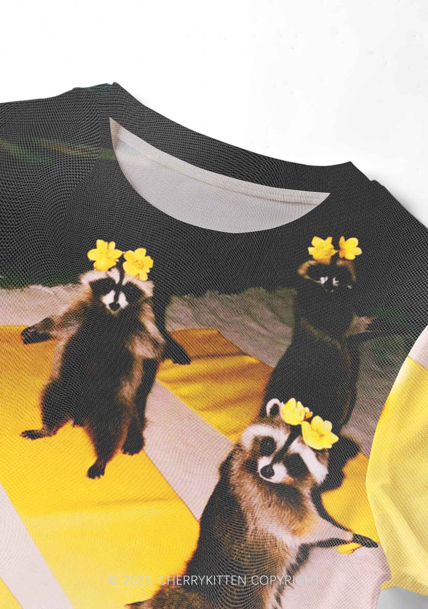 Yoga Raccoon Y2K Mesh Crop Top Cherrykitten - Image 2