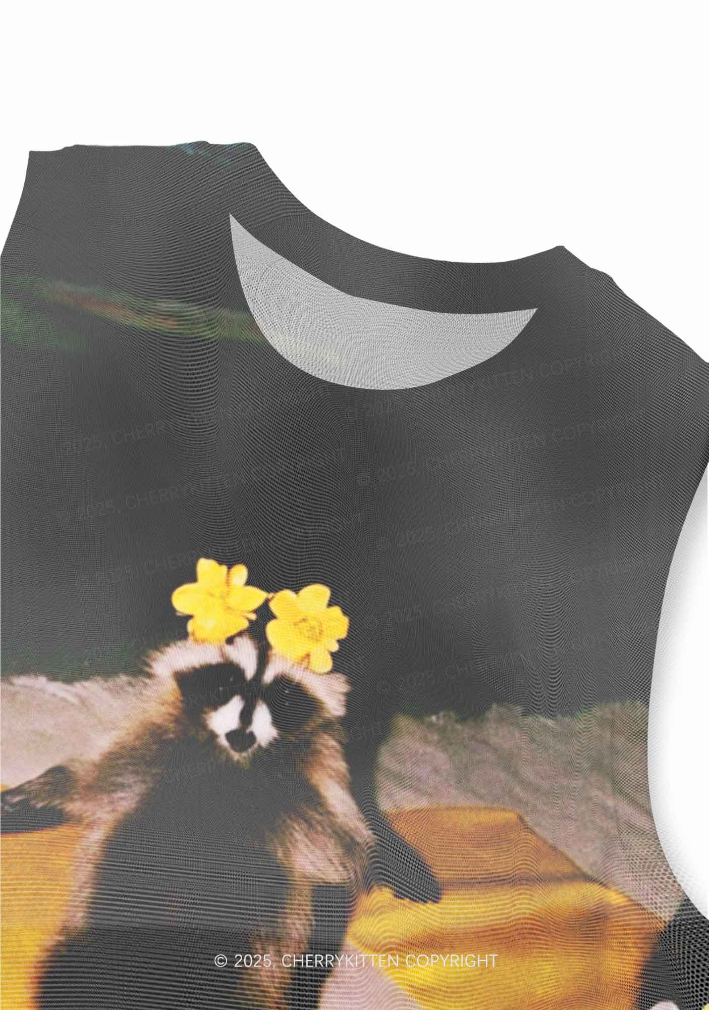 Yoga Raccoon Y2K Mesh Muscle Tank Cherrykitten - Image 2