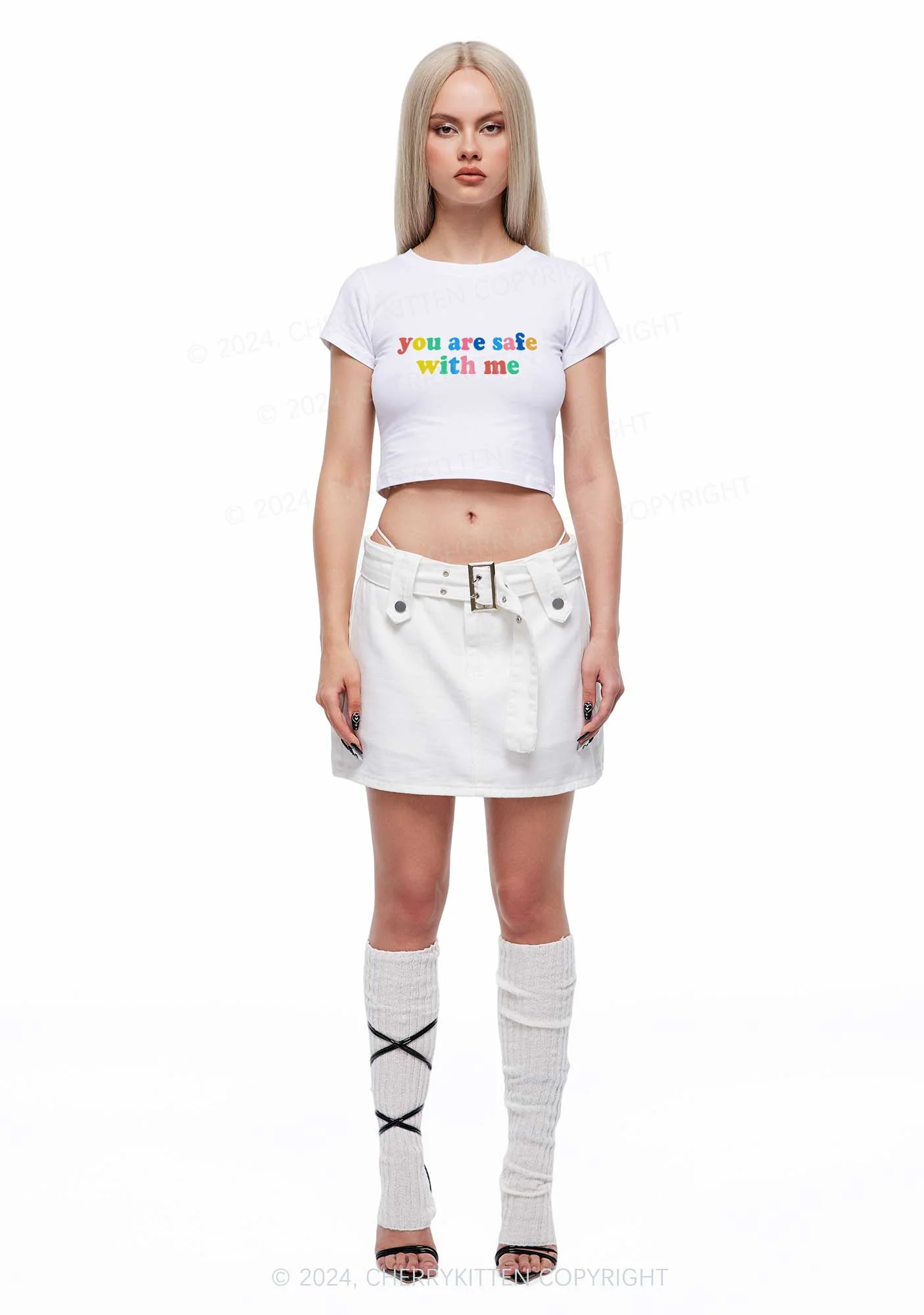 You Are Safe With Me Y2K Baby Tee Cherrykitten - Image 4