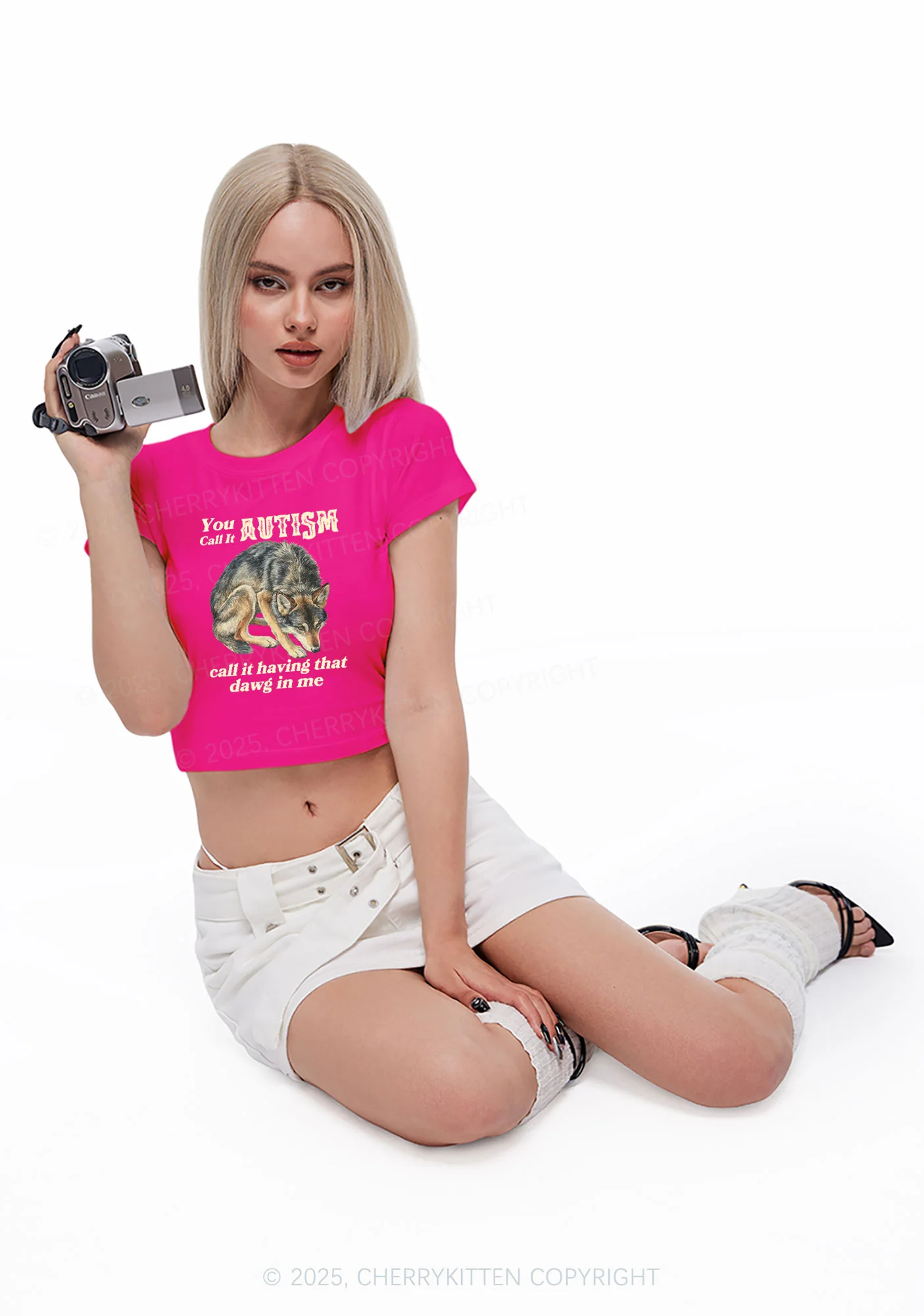 You Call It Autism Y2K Baby Tee Cherrykitten - Image 3