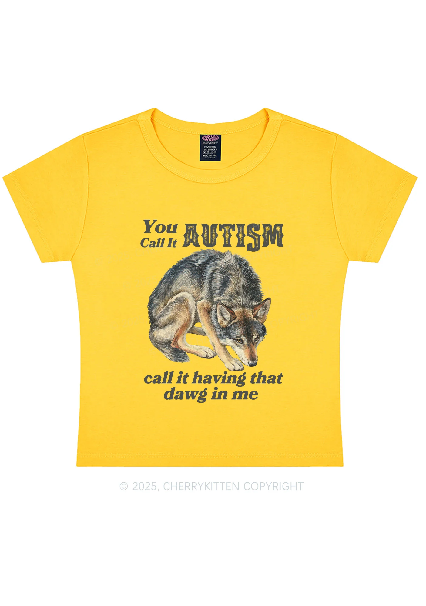 You Call It Autism Y2K Baby Tee Cherrykitten - Image 4