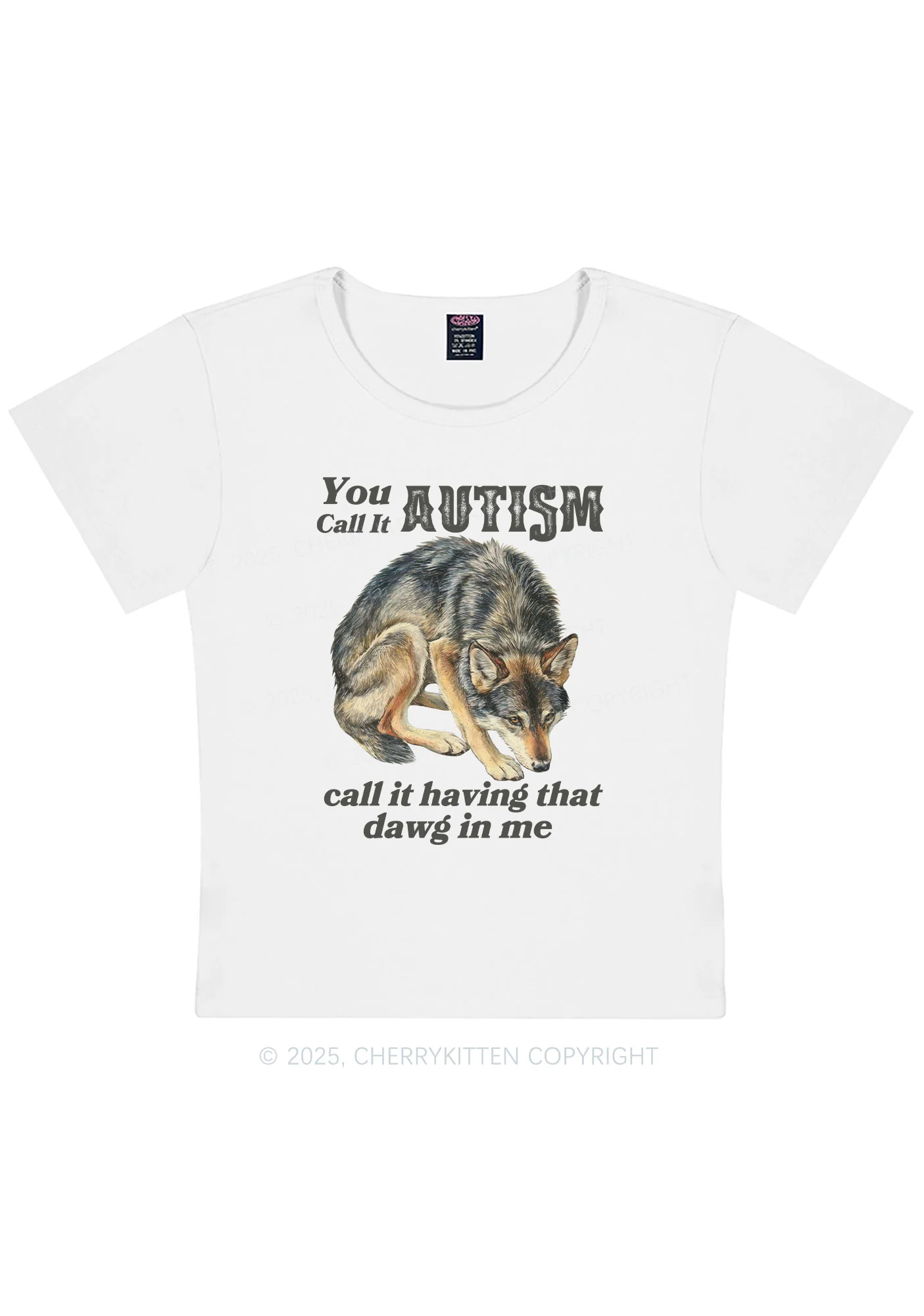 You Call It Autism Y2K Baby Tee Cherrykitten - Image 5