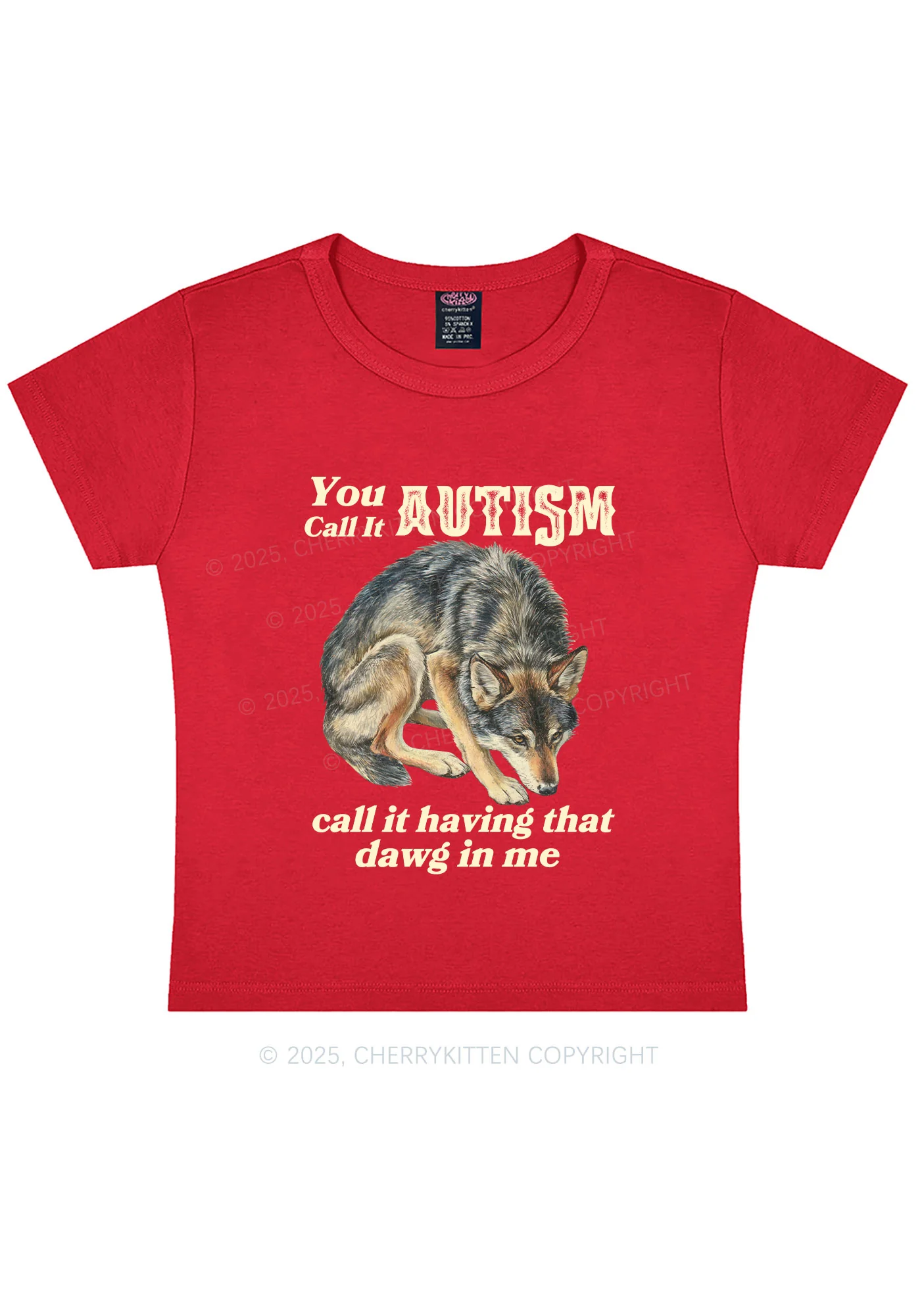 You Call It Autism Y2K Baby Tee Cherrykitten - Image 8