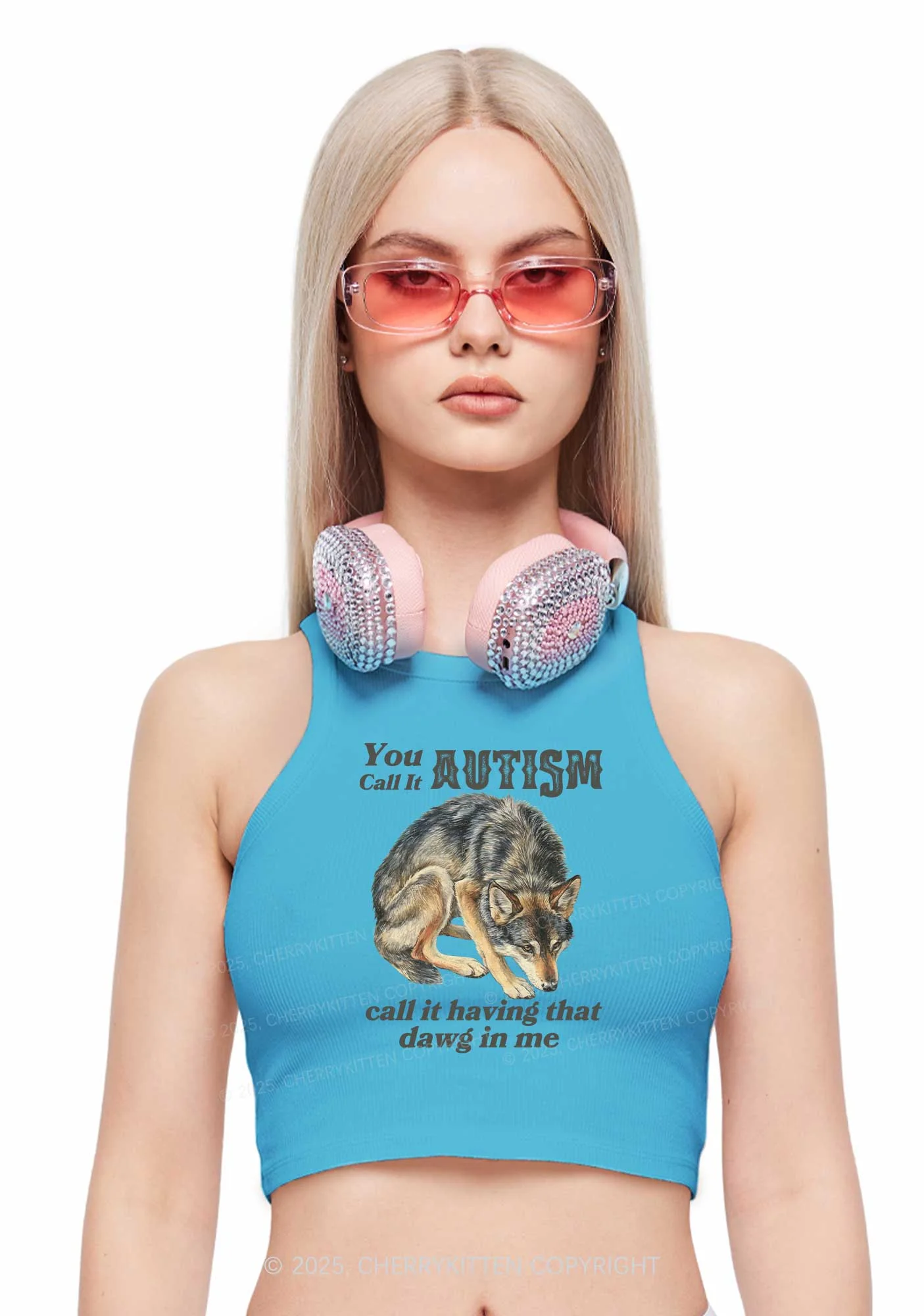 You Call It Autism Y2K Crop Tank Top Cherrykitten - Image 2