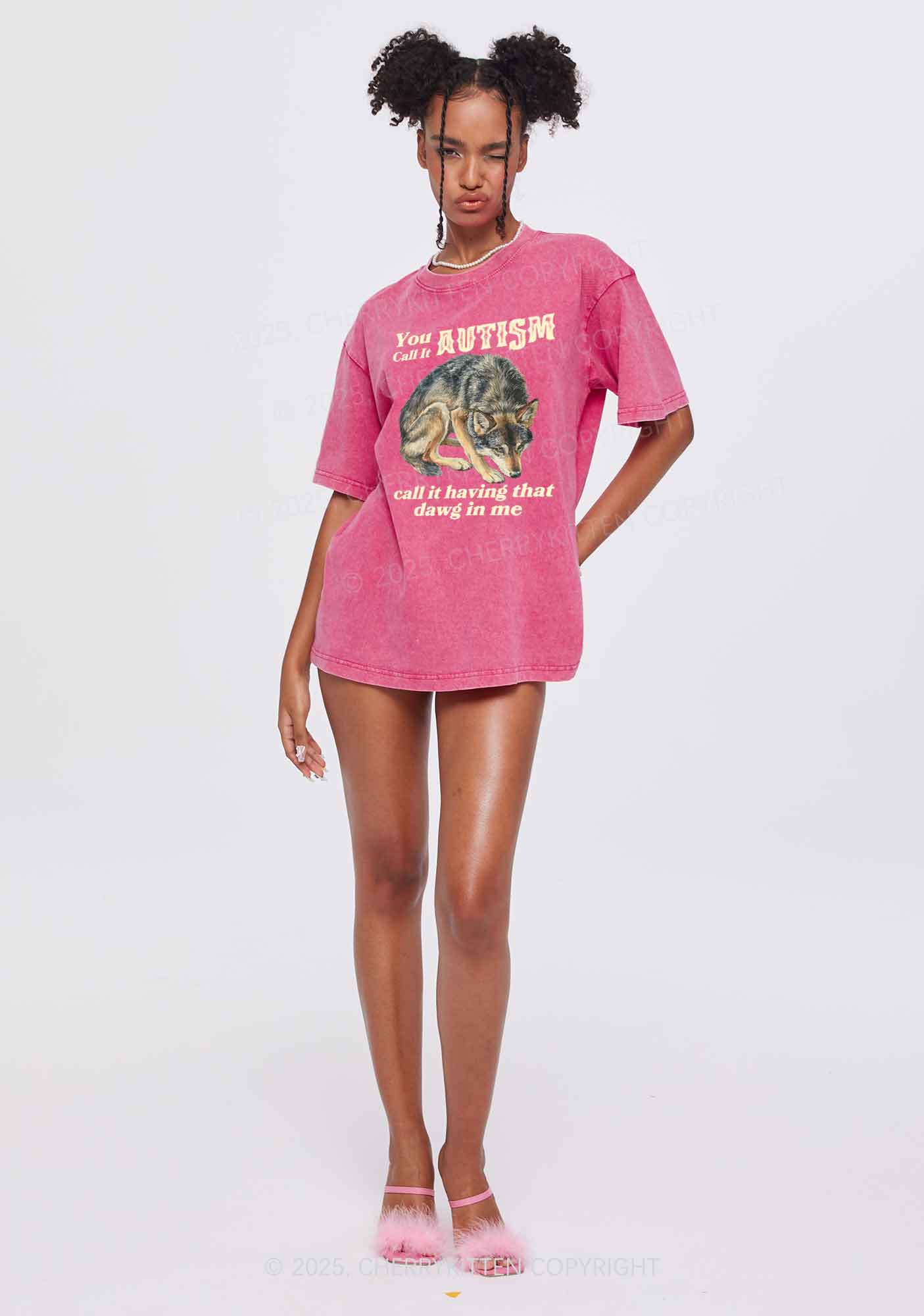 You Call It Autism Y2K Shirts Washed Tee Cherrykitten - Image 2