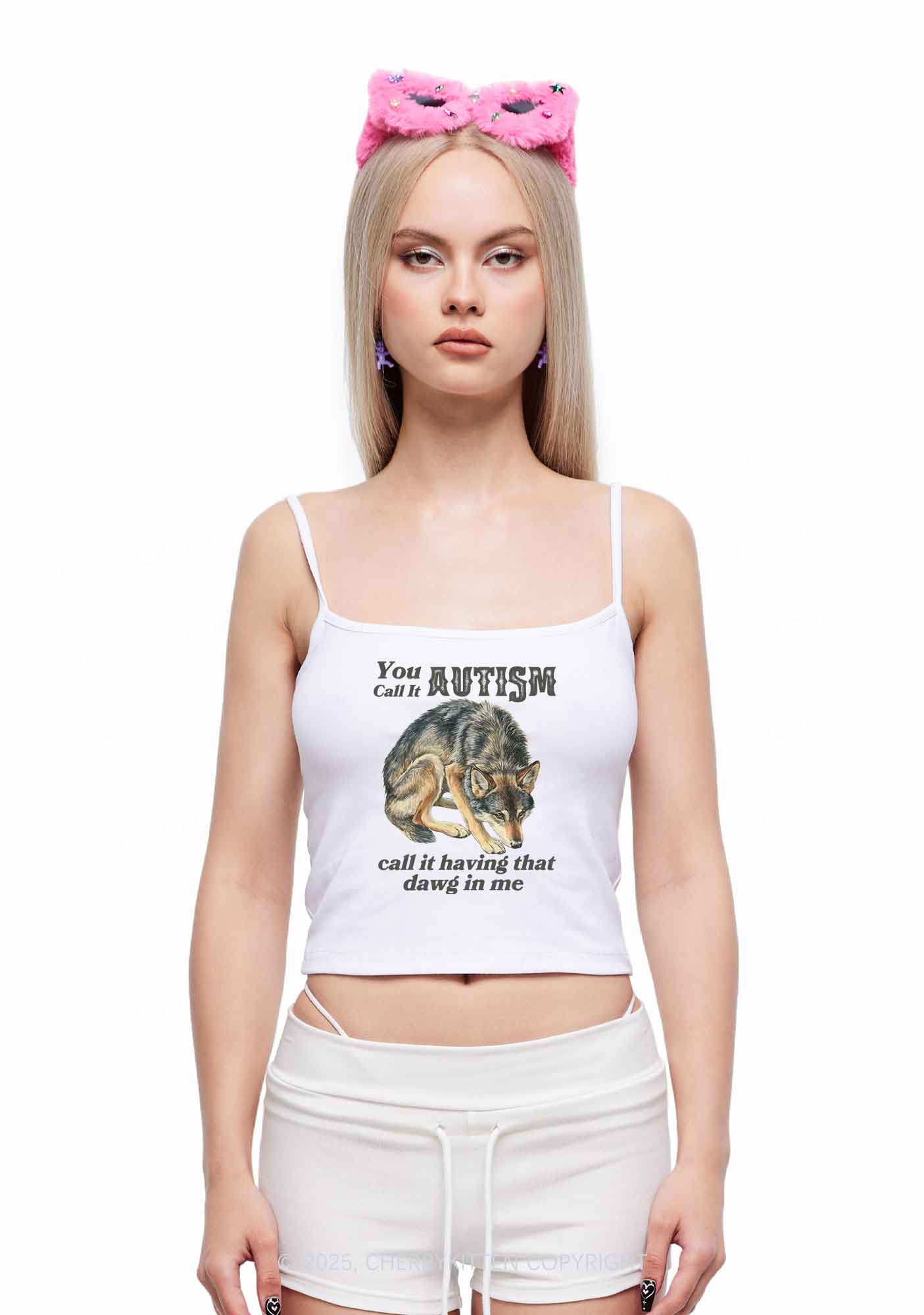 You Call It Autism Y2K Spaghetti Strap Cami Cherrykitten - Image 2