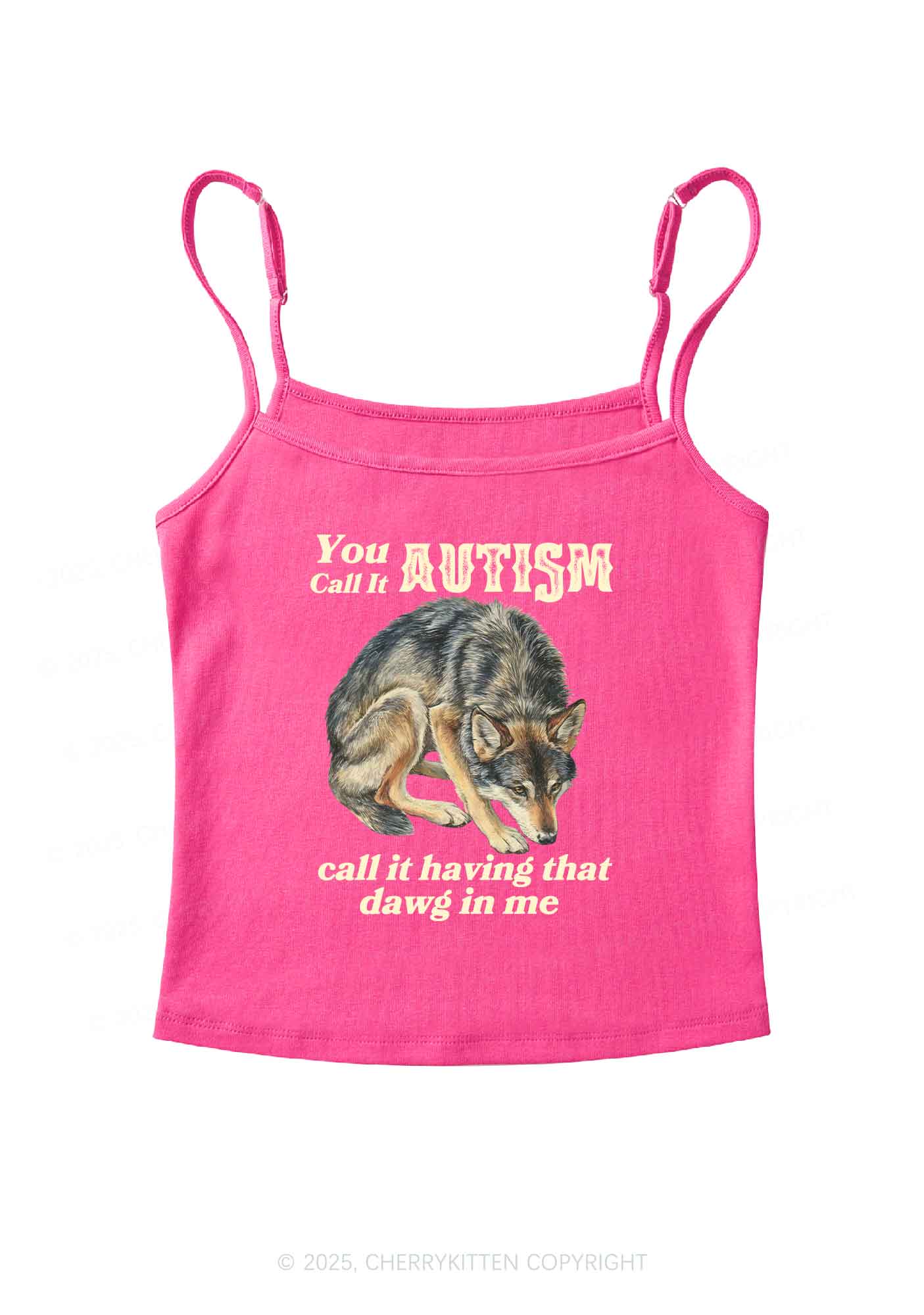 You Call It Autism Y2K Spaghetti Strap Cami Cherrykitten - Image 3