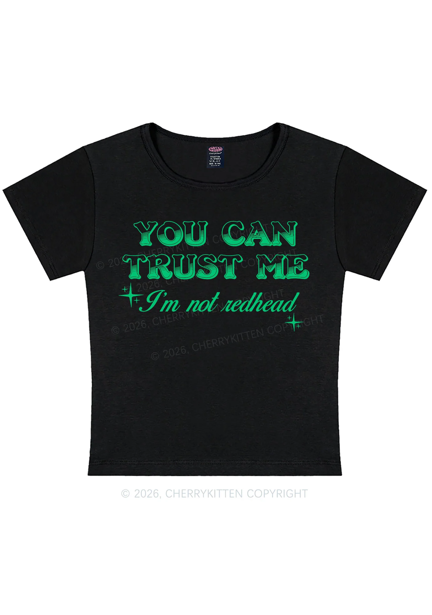 You Can Trust Me St Patricks Y2K Baby Tee Cherrykitten - Image 3