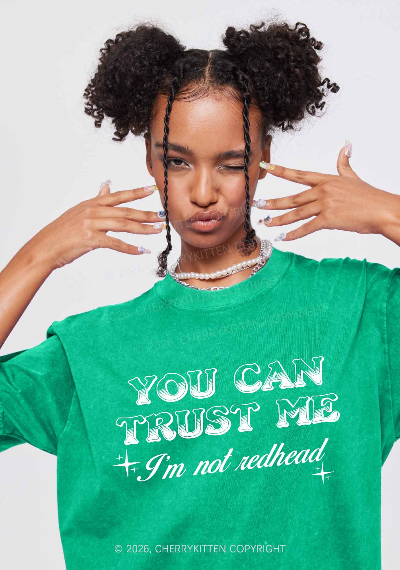 You Can Trust Me St Patricks Y2K Shirts Washed Tee Cherrykitten - Image 2
