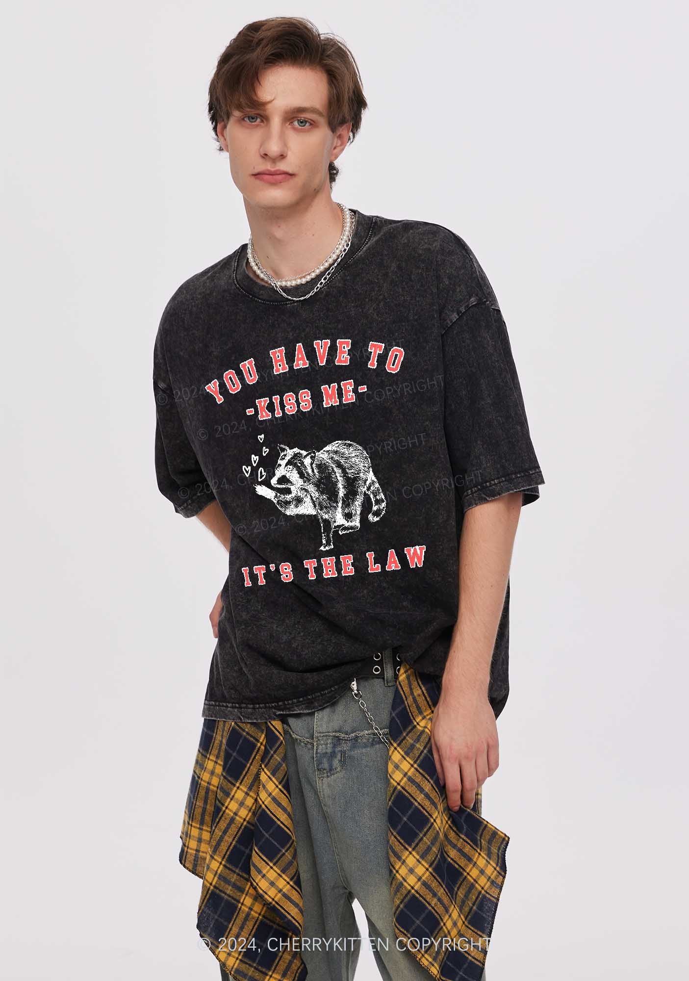 You Have To Kiss Me Y2K Valentine's Day Washed Tee Cherrykitten - Image 2