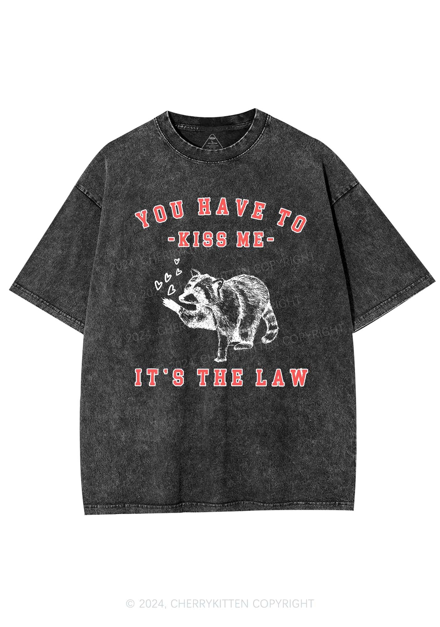 You Have To Kiss Me Y2K Valentine's Day Washed Tee Cherrykitten - Image 4