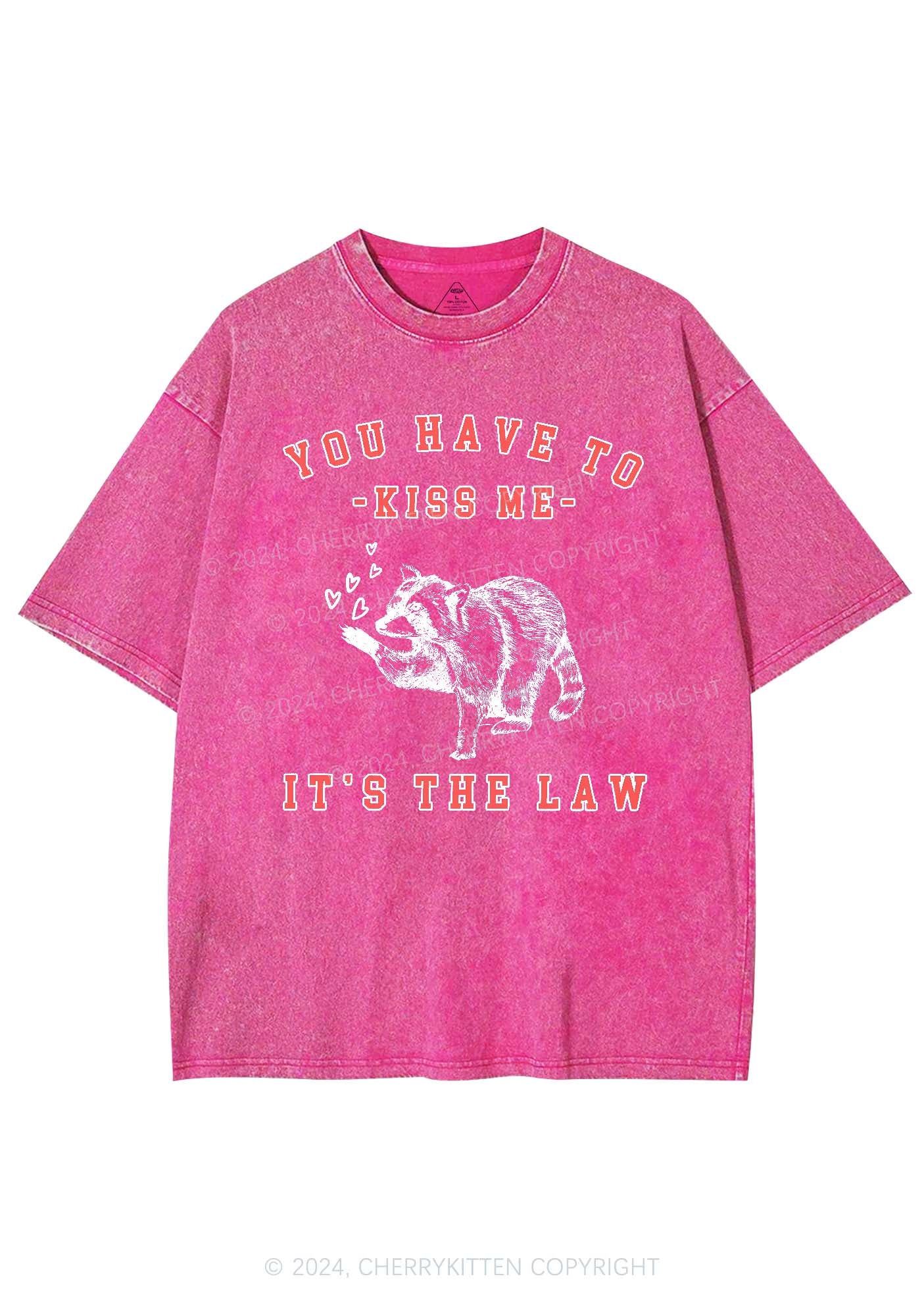 You Have To Kiss Me Y2K Valentine's Day Washed Tee Cherrykitten - Image 5