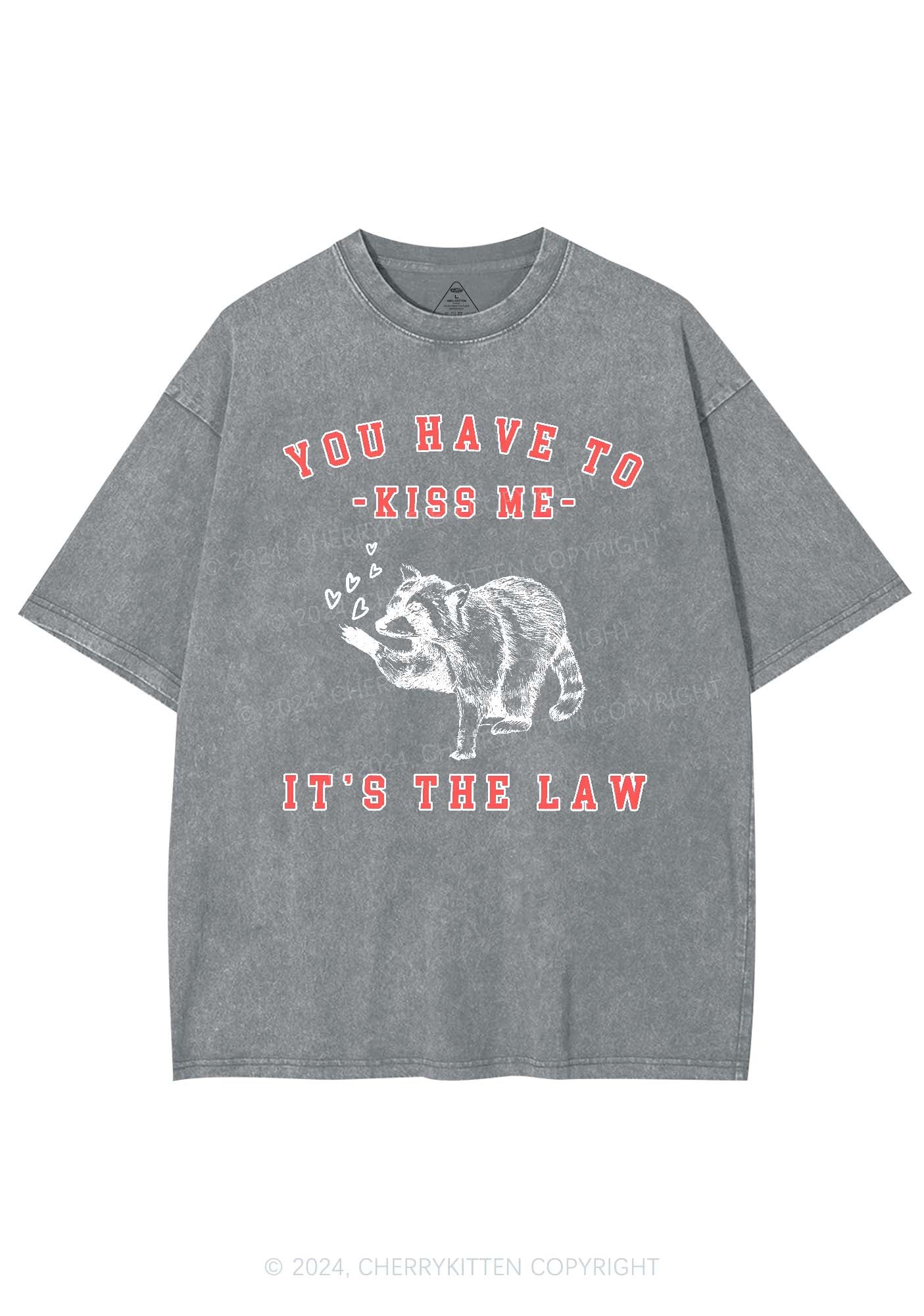 You Have To Kiss Me Y2K Valentine's Day Washed Tee Cherrykitten - Image 7