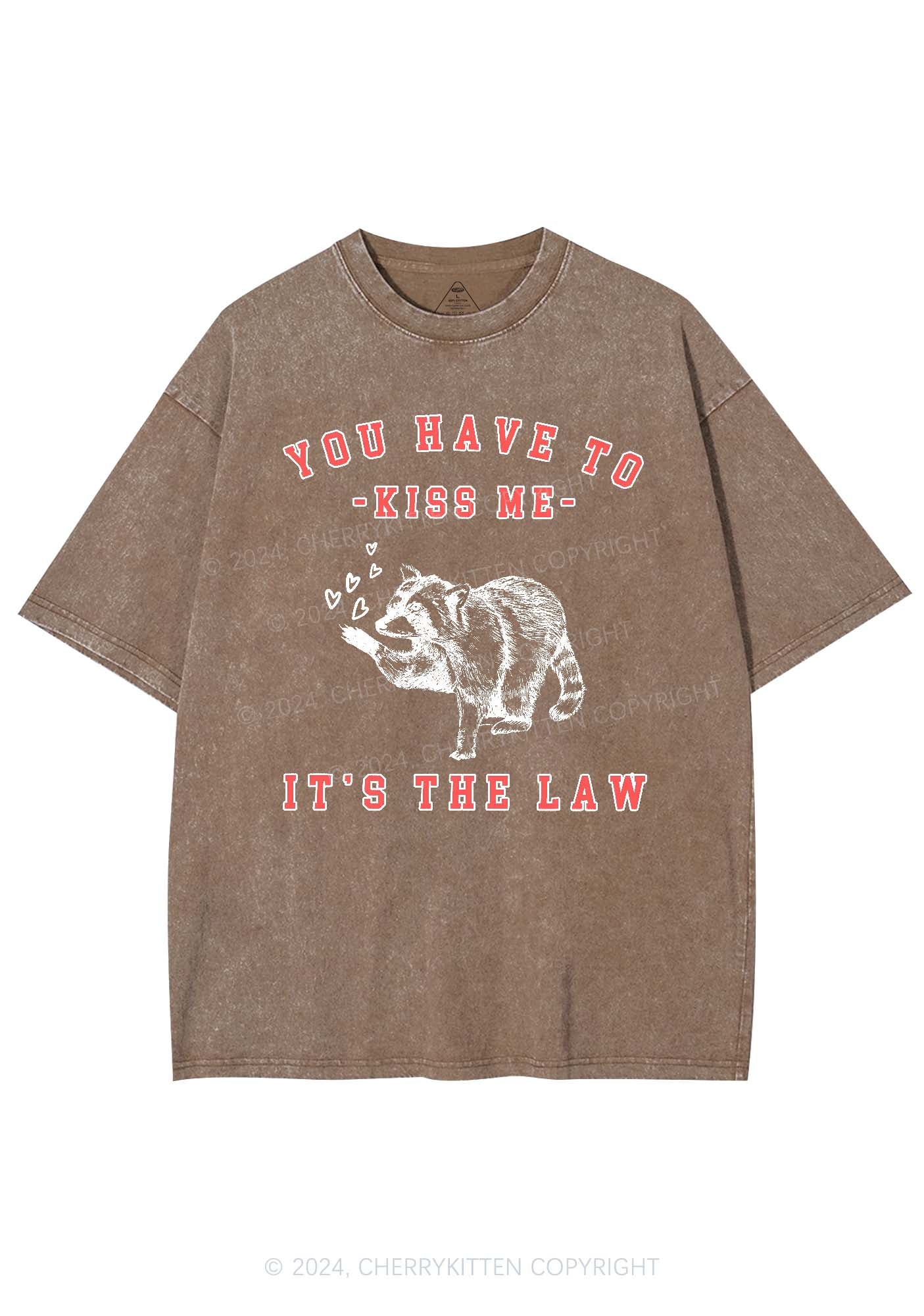 You Have To Kiss Me Y2K Valentine's Day Washed Tee Cherrykitten - Image 8