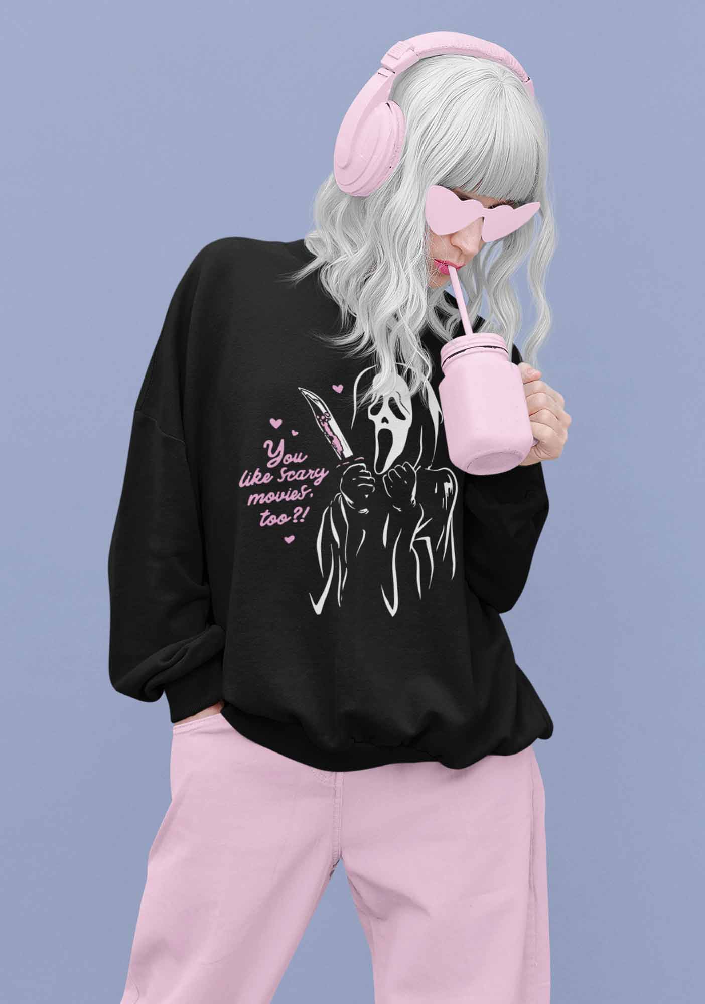 You Like Scary Movies Too Halloween Y2K Sweatshirt - Image 2
