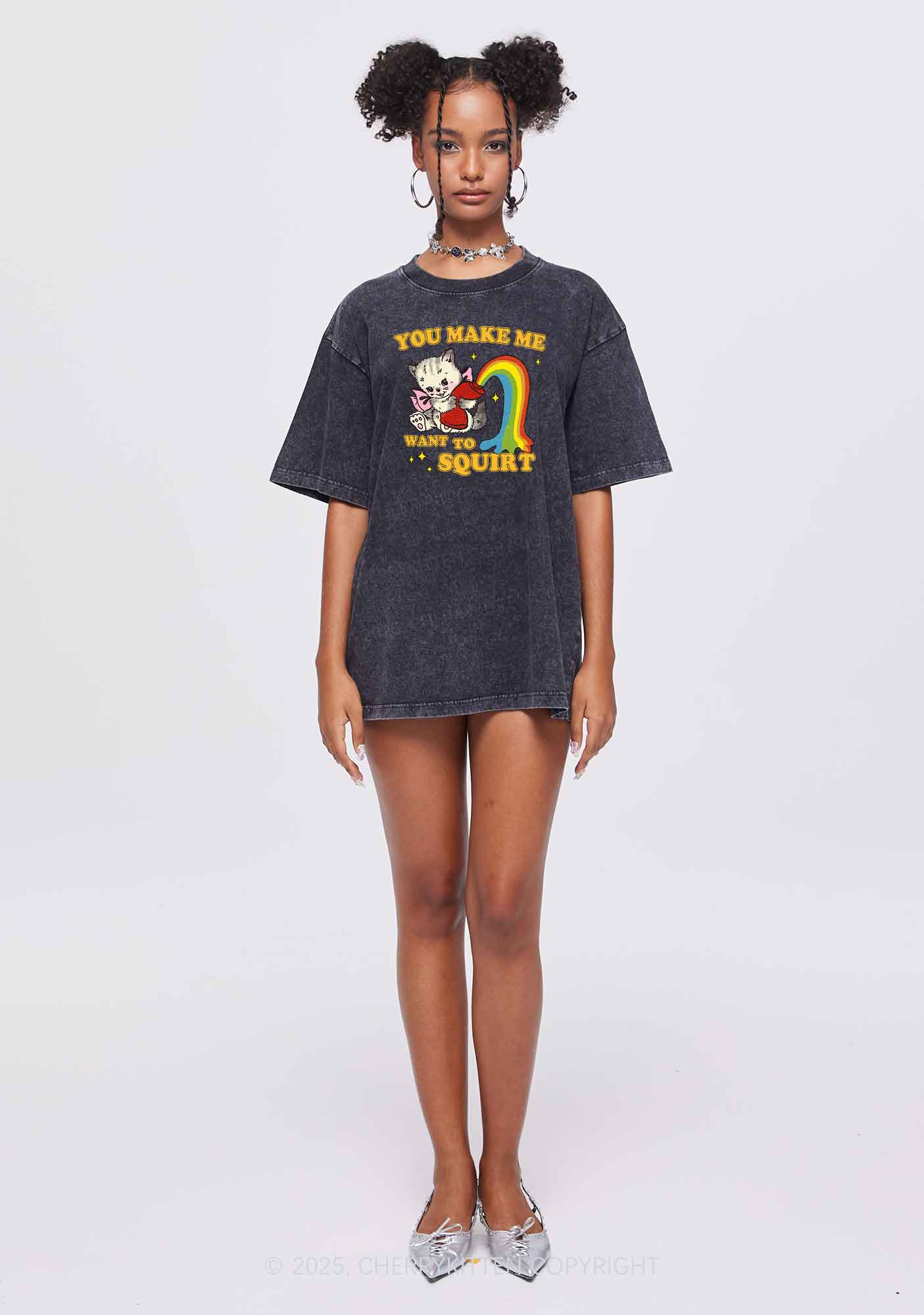 You Make Me Squirt Y2K Washed Tee Cherrykitten - Image 3