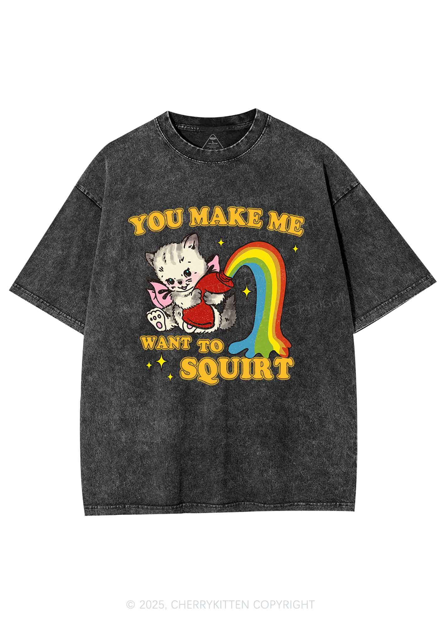 You Make Me Squirt Y2K Washed Tee Cherrykitten - Image 4