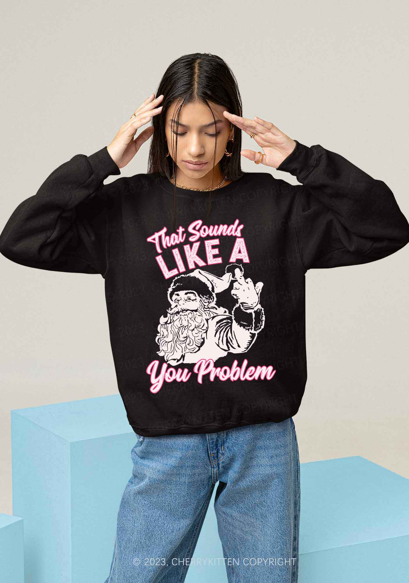 You Problem Christmas Y2K Sweatshirt Cherrykitten - Image 2