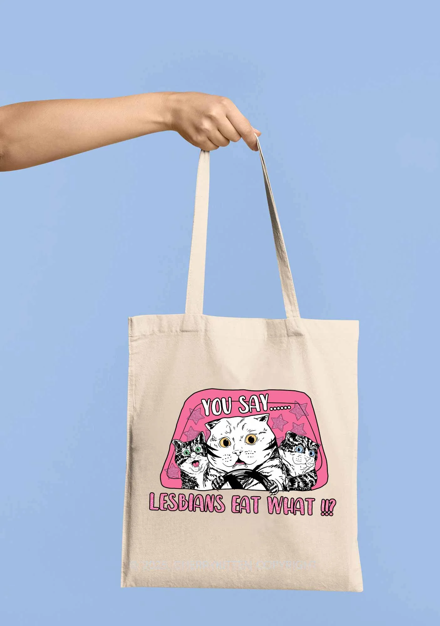 You Say Lesbians Eat What Pride Y2K Canvas Tote Bag Cherrykitten - Image 2