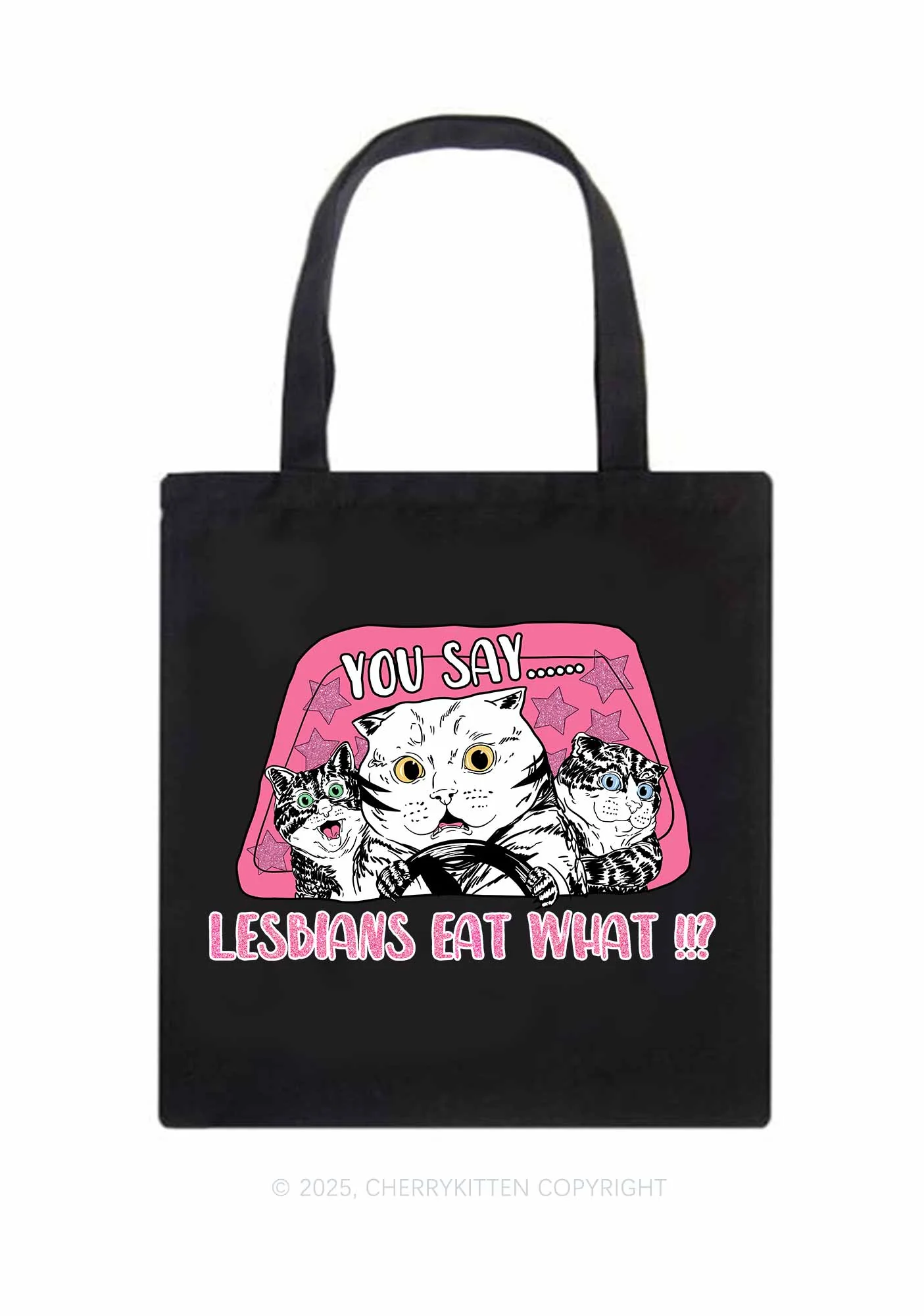 You Say Lesbians Eat What Pride Y2K Canvas Tote Bag Cherrykitten - Image 3