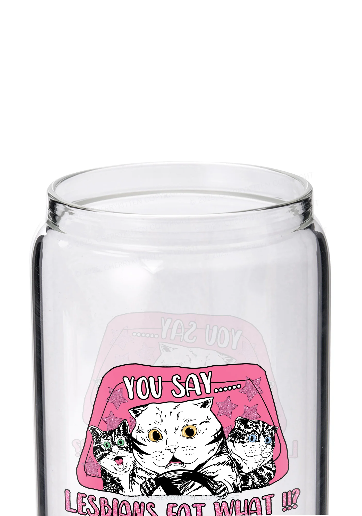 You Say Lesbians Eat What Pride Y2K Printed Glass Cup Cherrykitten - Image 2
