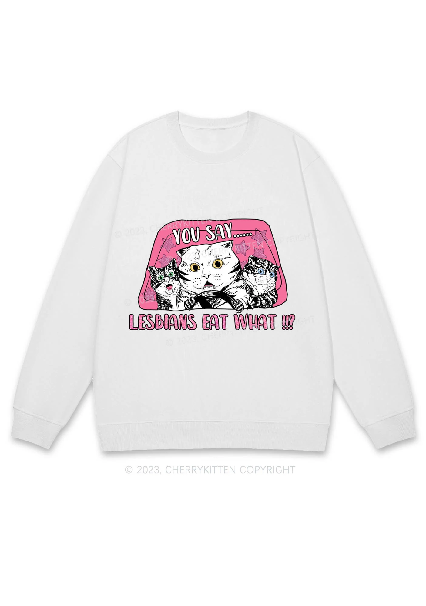 You Say Lesbians Eat What Y2K Sweatshirt Cherrykitten - Image 3
