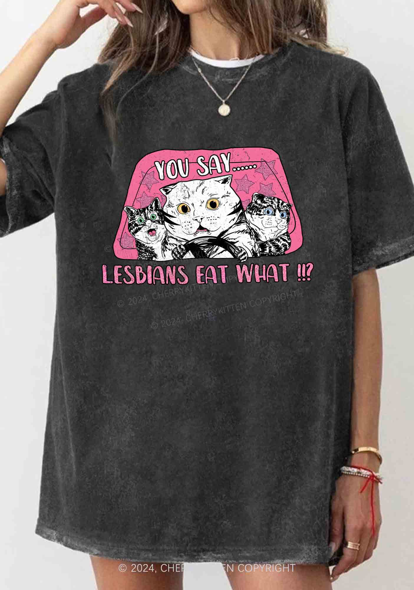 You Say Lesbians Eat What Y2K Washed Tee Cherrykitten - Image 2