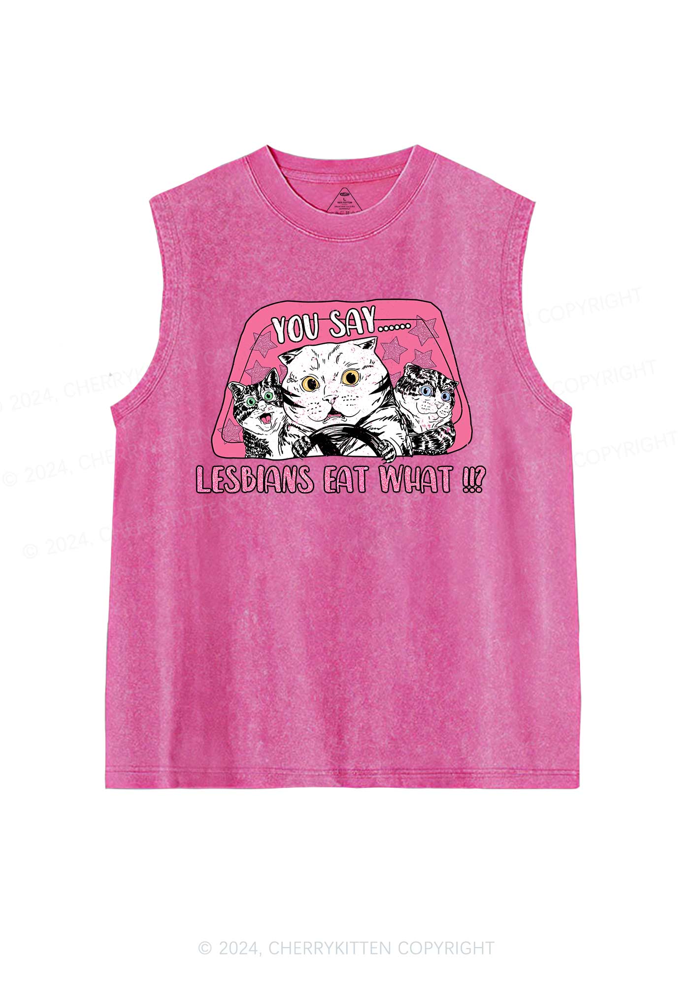 You Say Lesbians Eat Y2K Washed Tank Cherrykitten - Image 3