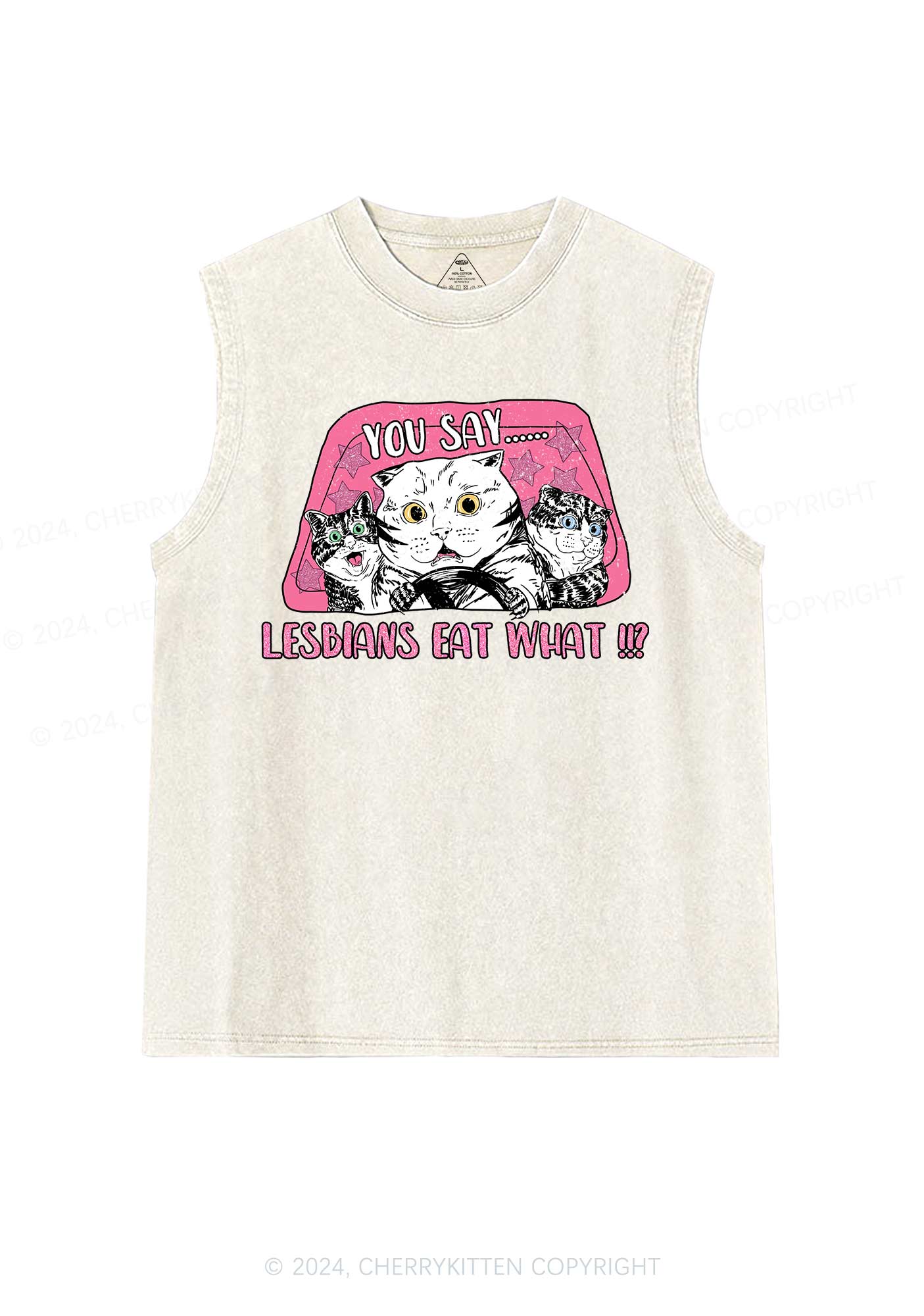 You Say Lesbians Eat Y2K Washed Tank Cherrykitten - Image 4