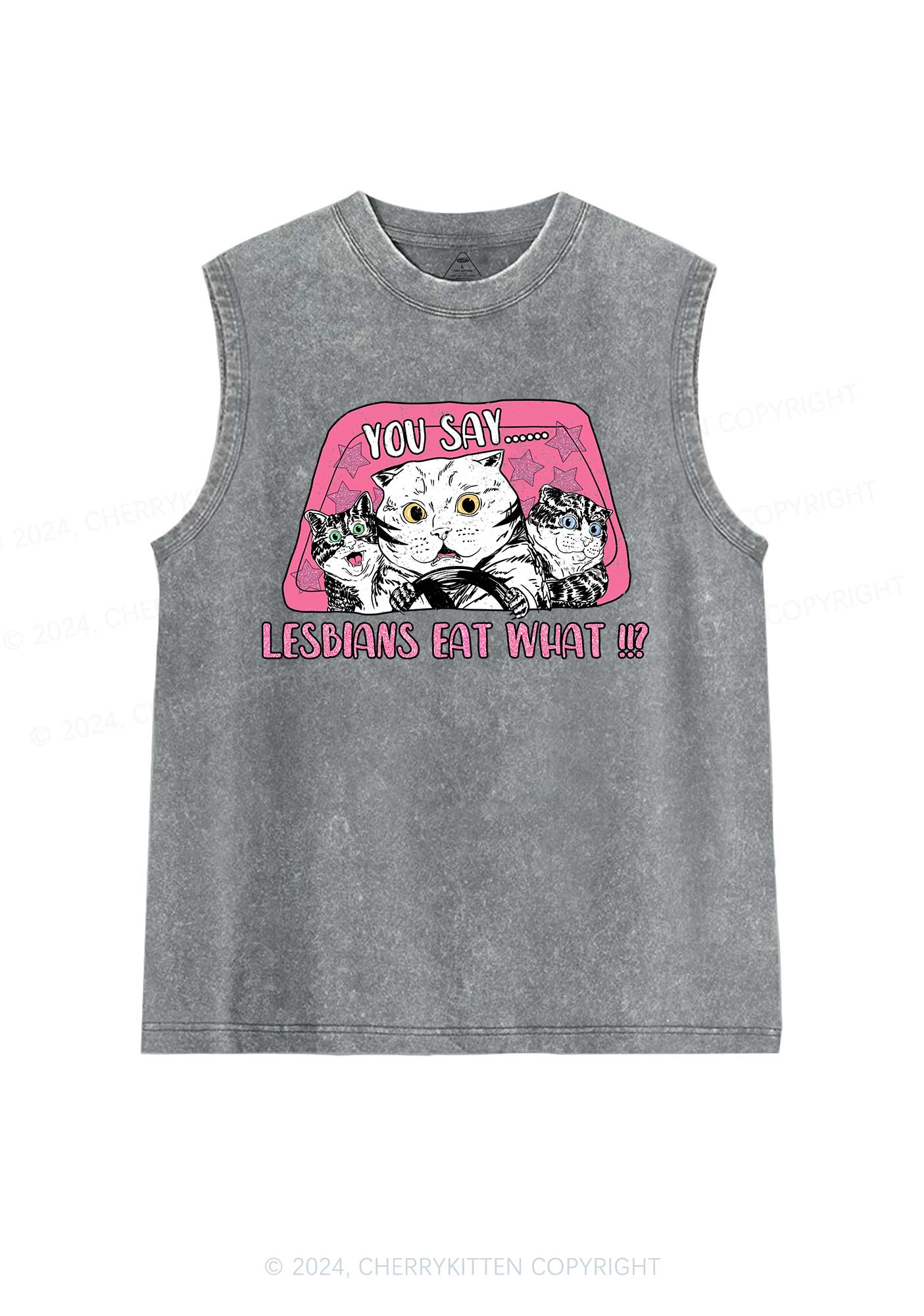 You Say Lesbians Eat Y2K Washed Tank Cherrykitten - Image 6