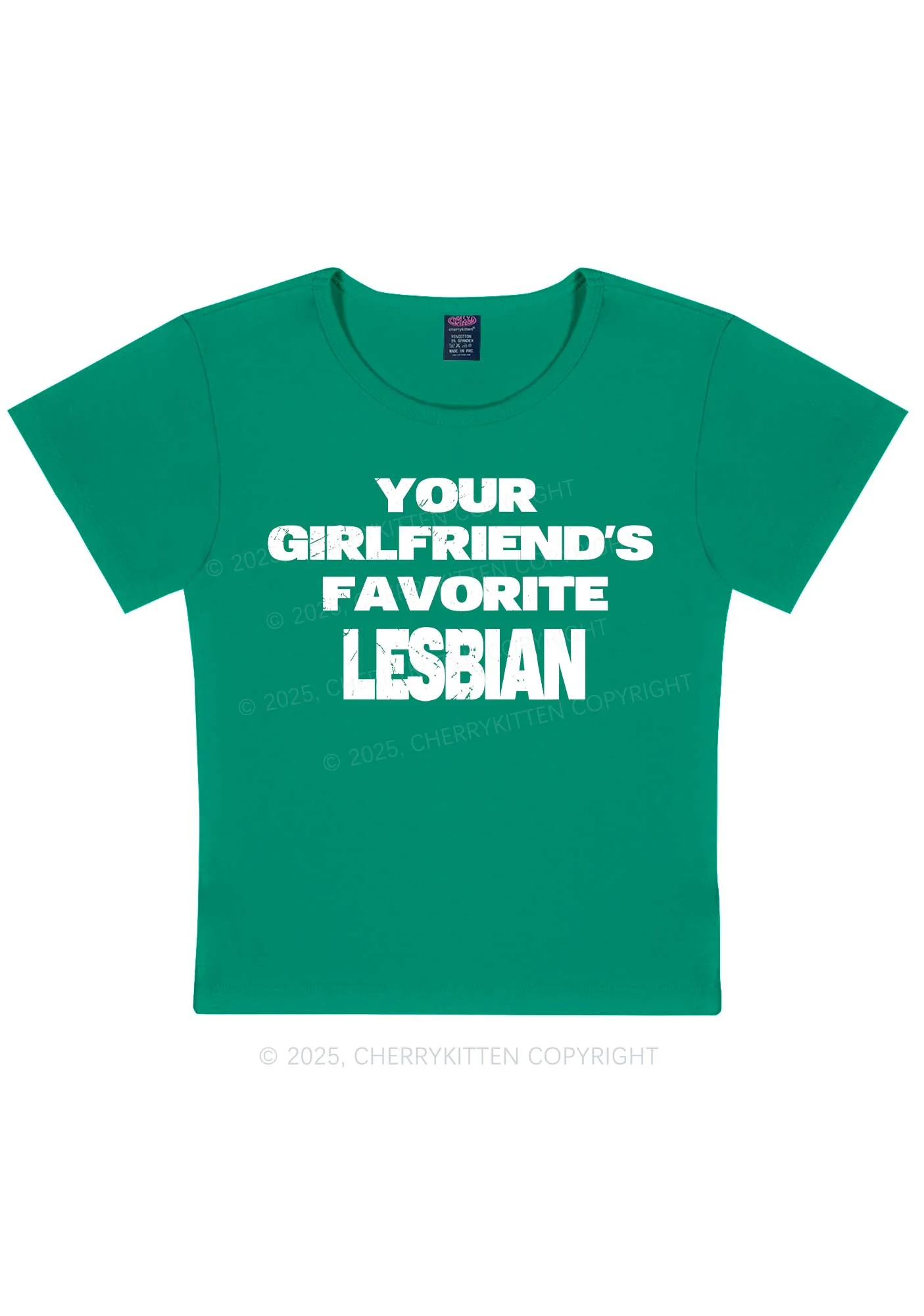 Your GF Favorite Lesbian Pride Y2K Baby Tee Cherrykitten - Image 11