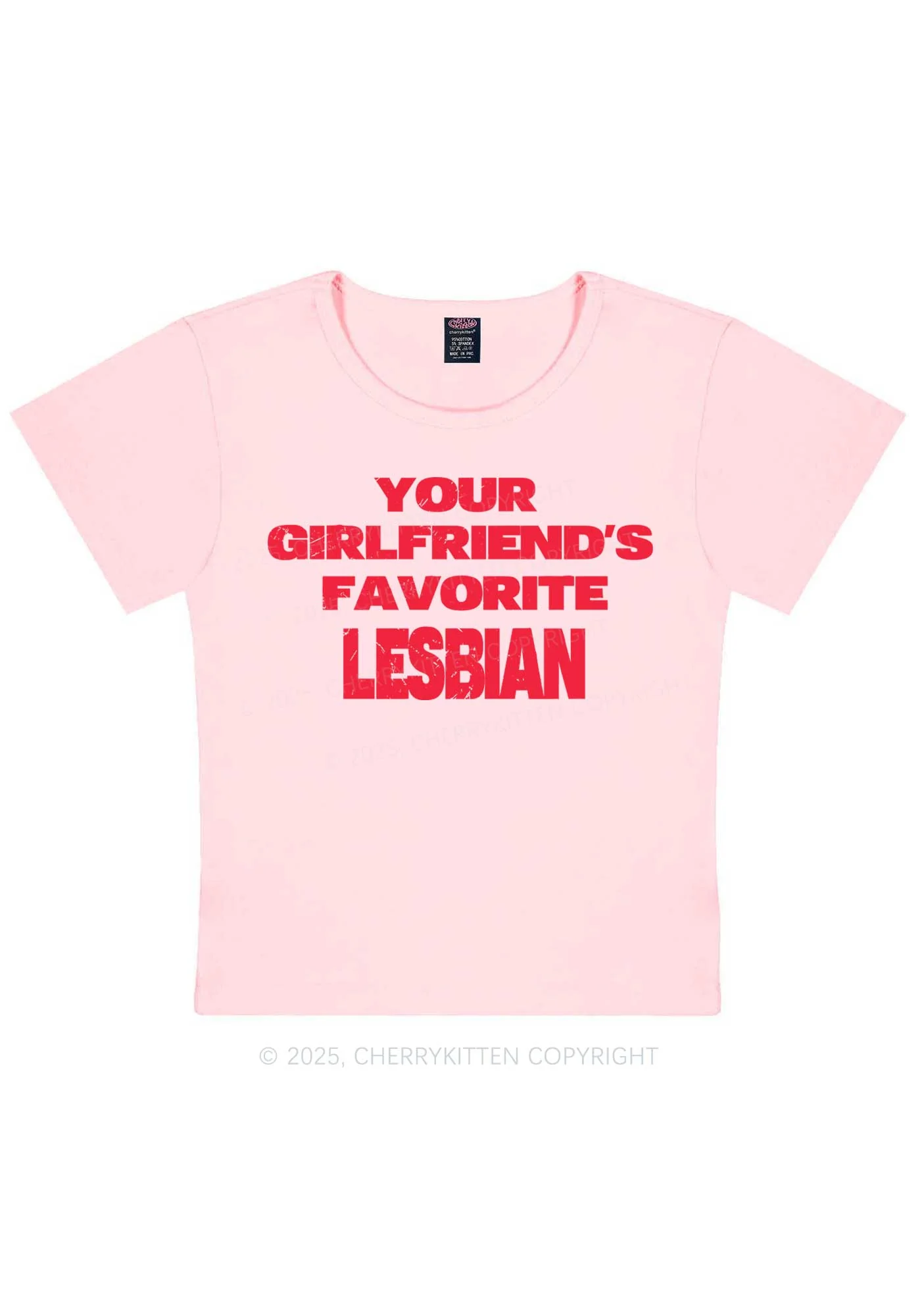 Your GF Favorite Lesbian Pride Y2K Baby Tee Cherrykitten - Image 12