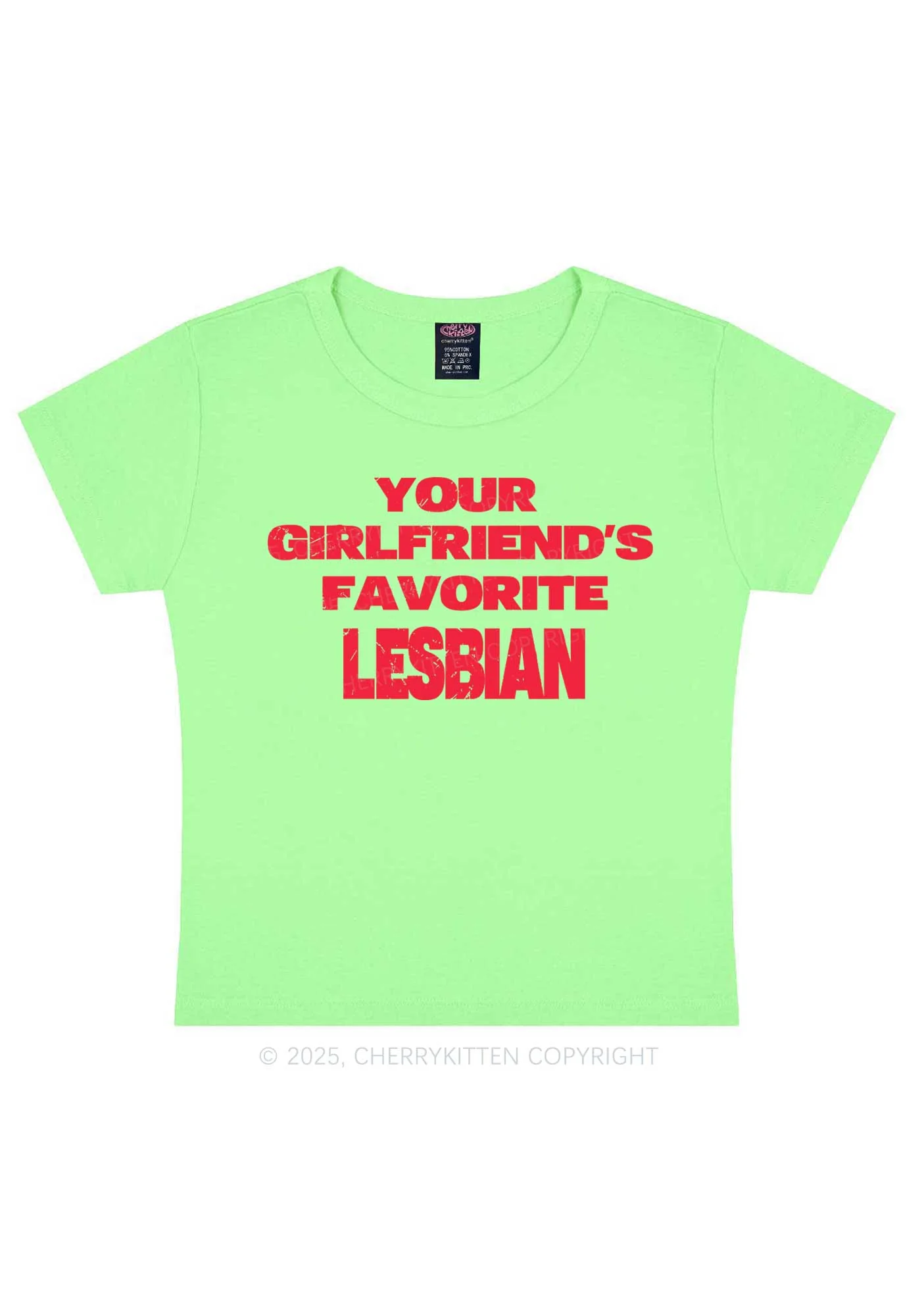 Your GF Favorite Lesbian Pride Y2K Baby Tee Cherrykitten - Image 13