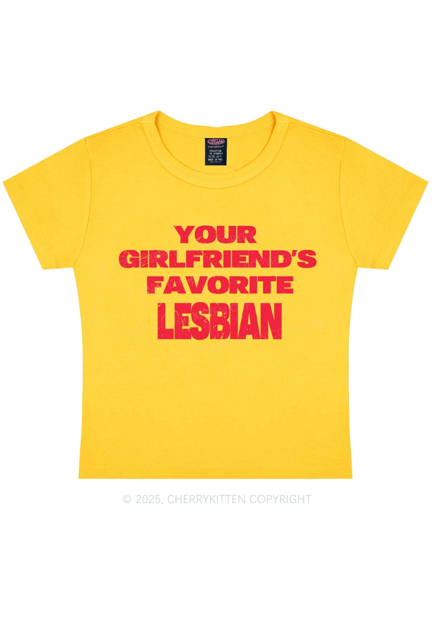 Your GF Favorite Lesbian Pride Y2K Baby Tee Cherrykitten - Image 5