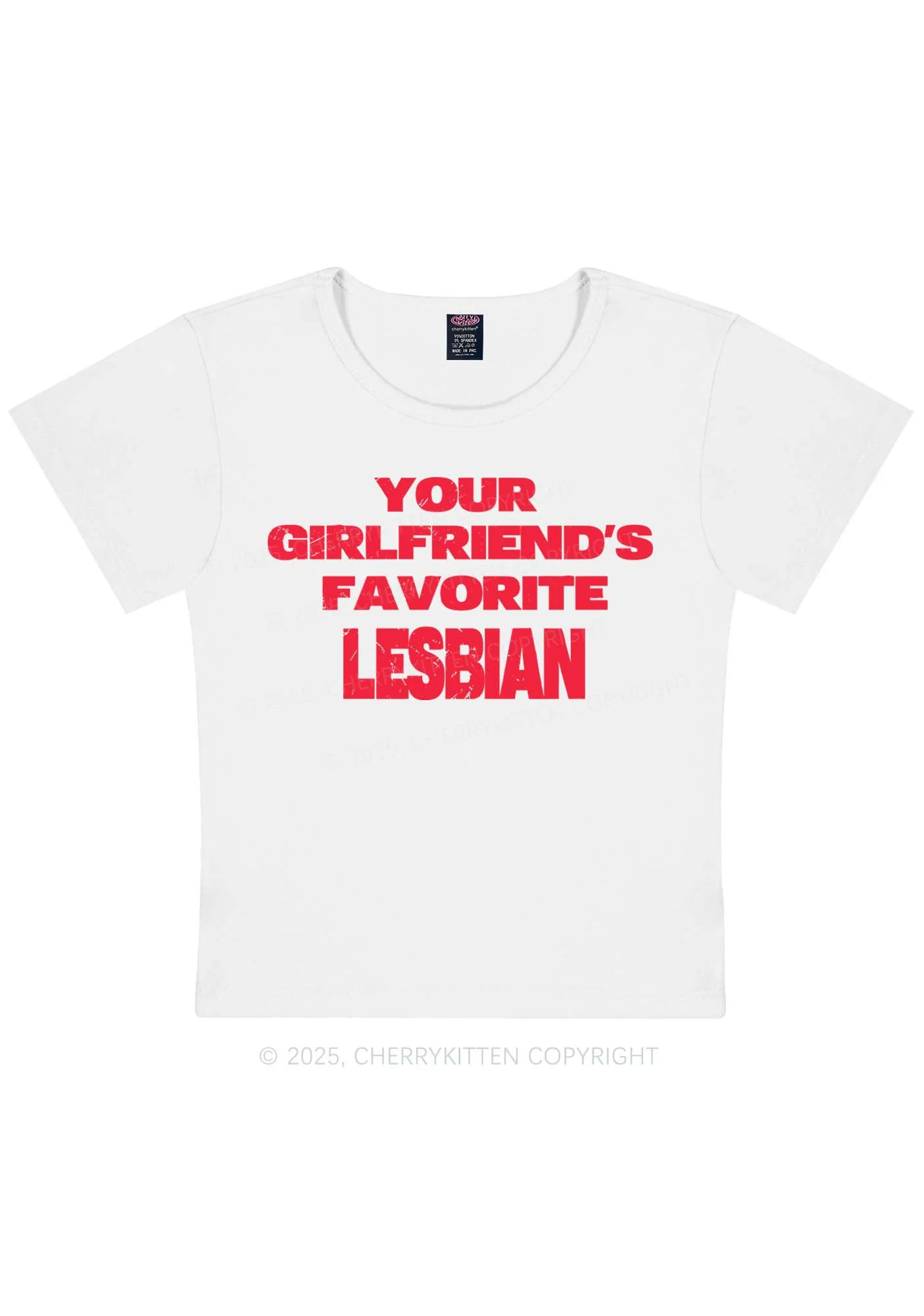 Your GF Favorite Lesbian Pride Y2K Baby Tee Cherrykitten - Image 6