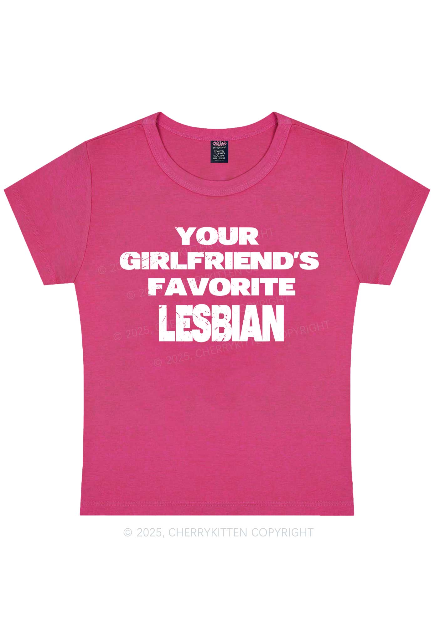 Your GF Favorite Lesbian Pride Y2K Baby Tee Cherrykitten - Image 7