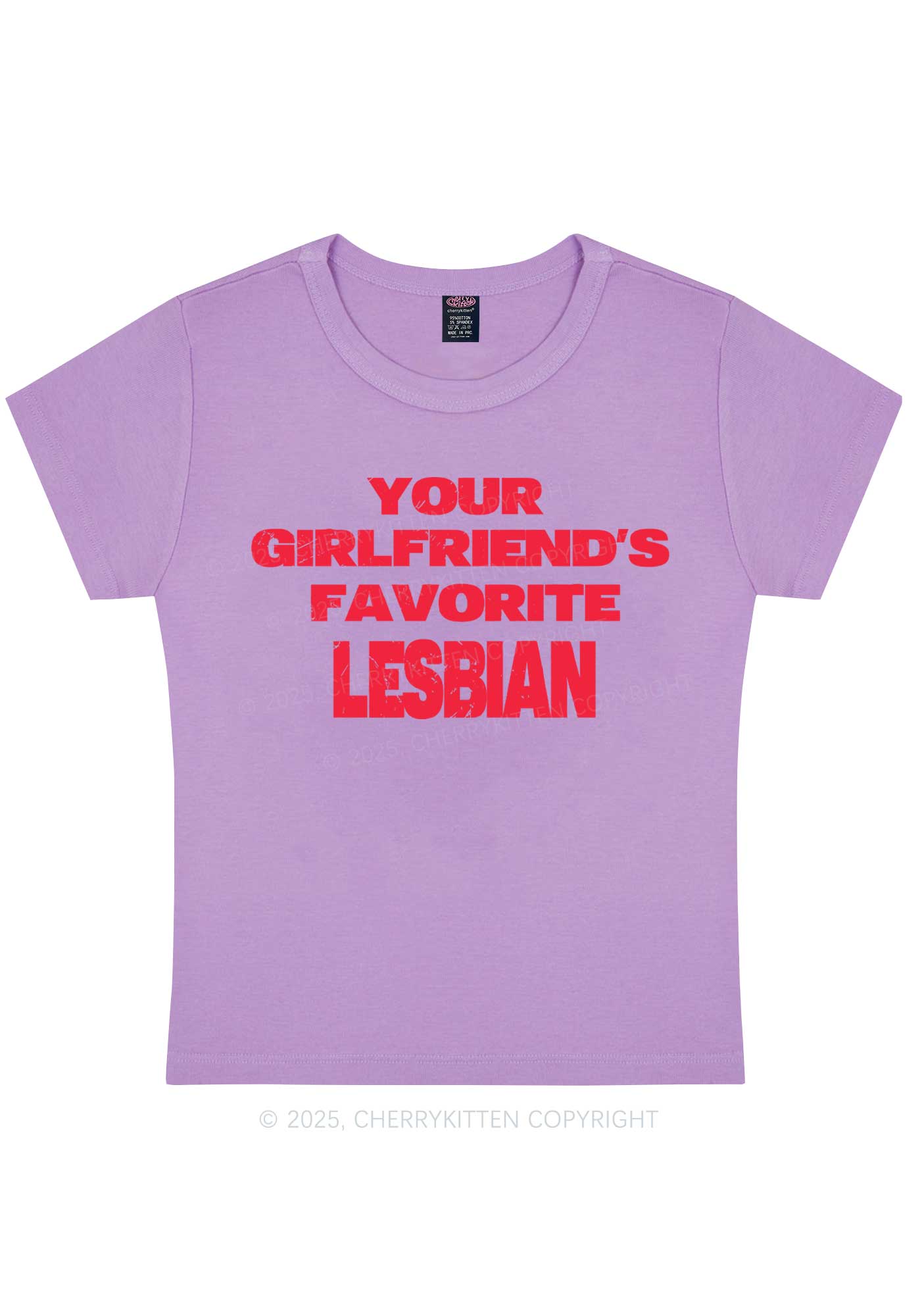 Your GF Favorite Lesbian Pride Y2K Baby Tee Cherrykitten - Image 8