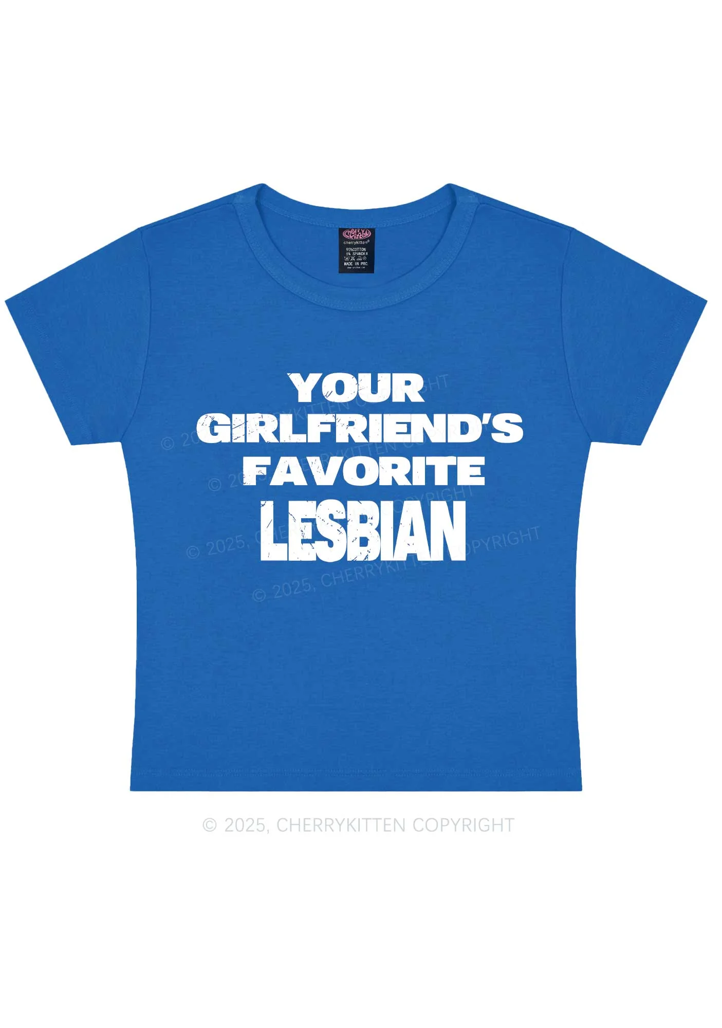 Your GF Favorite Lesbian Pride Y2K Baby Tee Cherrykitten - Image 9