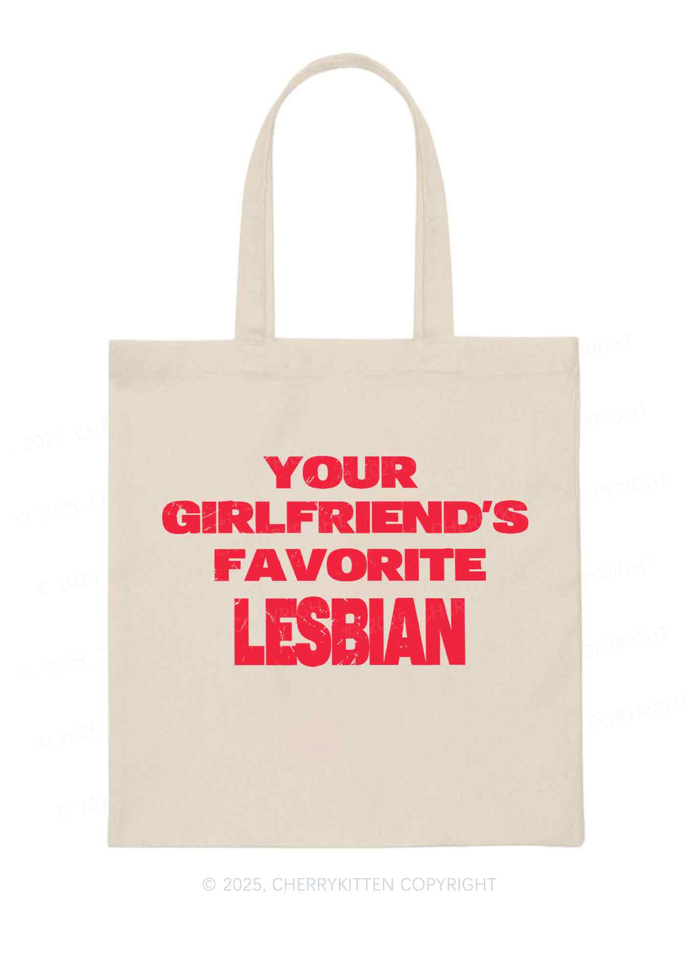 Your GF Favorite Lesbian Pride Y2K Canvas Tote Bag Cherrykitten - Image 3