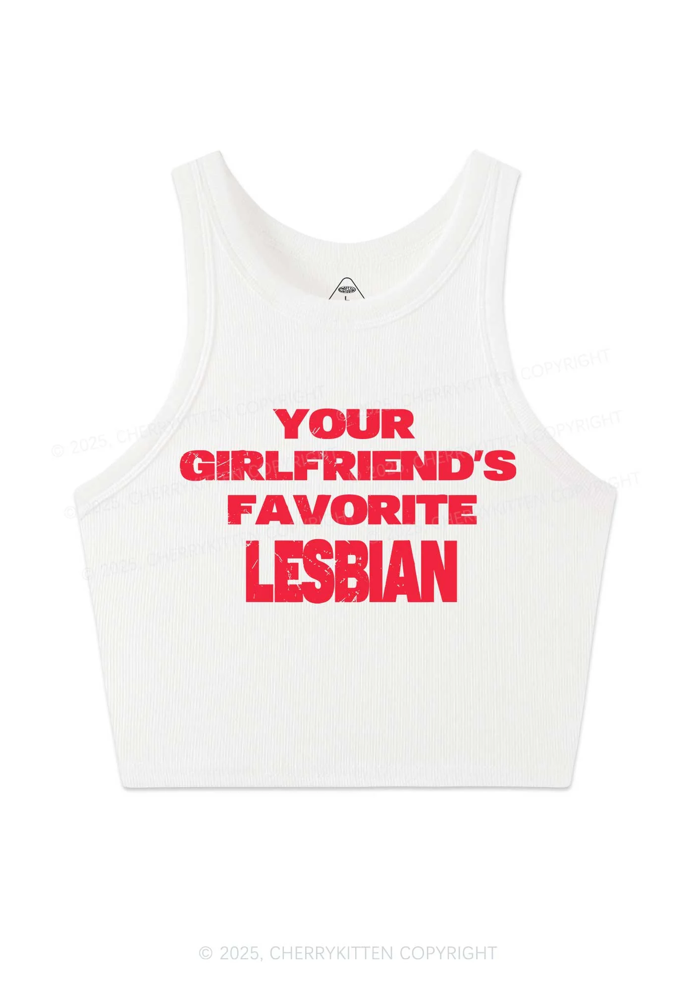 Your GF Favorite Lesbian Pride Y2K Crop Tank Top Cherrykitten - Image 3