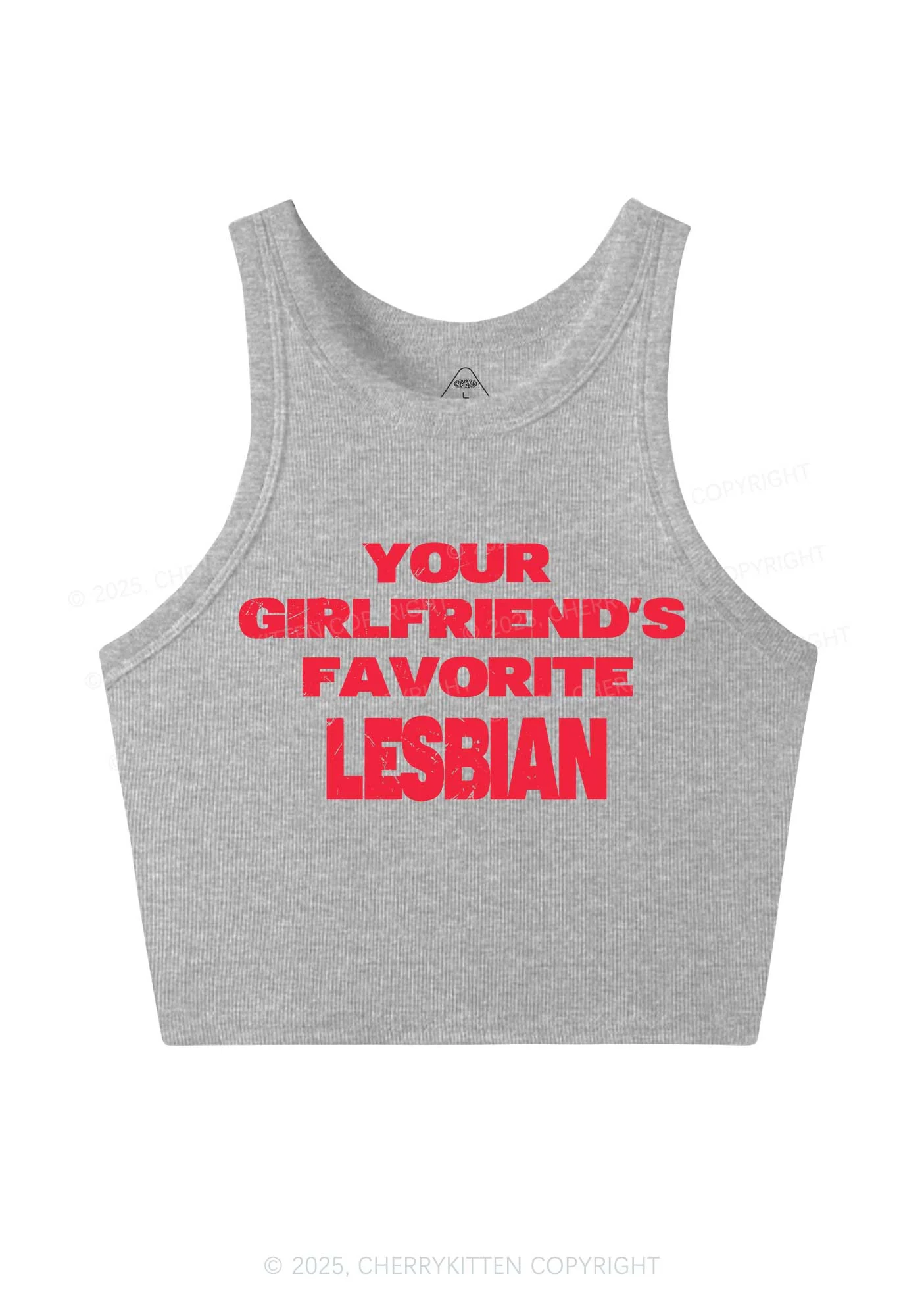Your GF Favorite Lesbian Pride Y2K Crop Tank Top Cherrykitten - Image 4