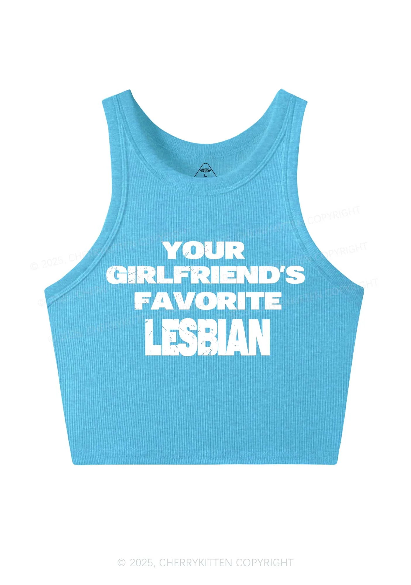 Your GF Favorite Lesbian Pride Y2K Crop Tank Top Cherrykitten - Image 5