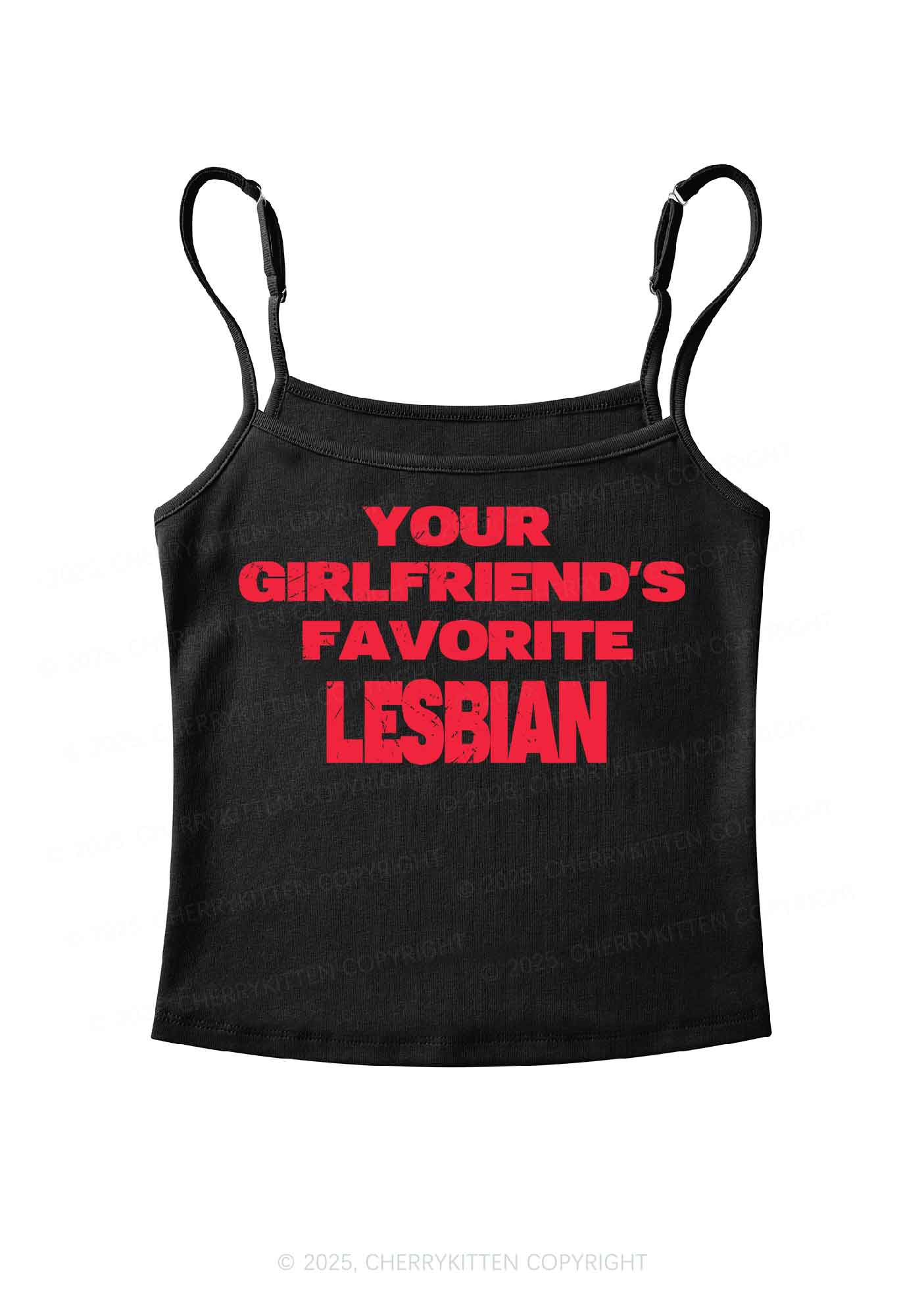 Your GF Favorite Lesbian Pride Y2K Spaghetti Strap Cami Cherrykitten - Image 3