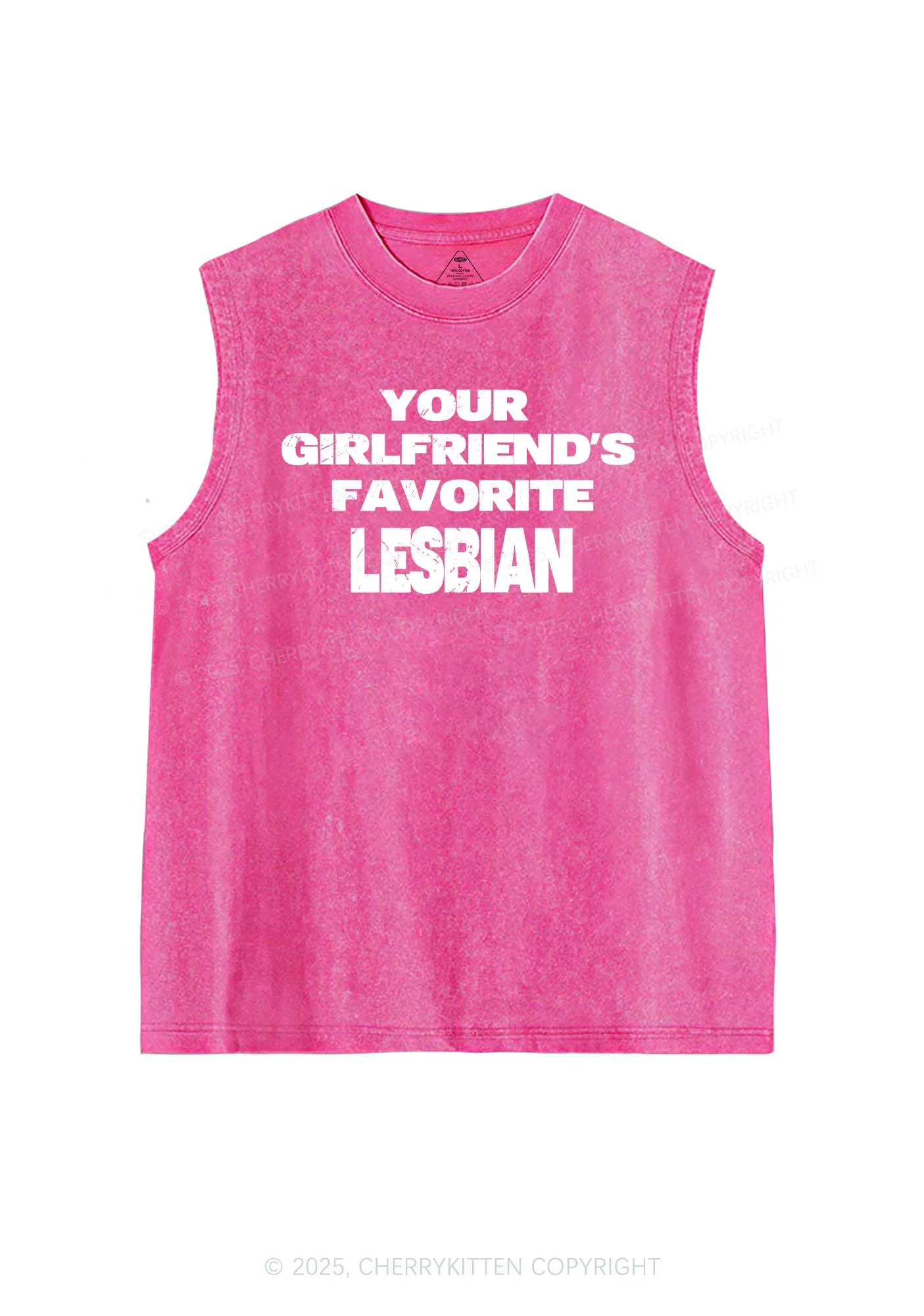 Your GF Favorite Lesbian Pride Y2K Washed Muscle Tank Cherrykitten - Image 3