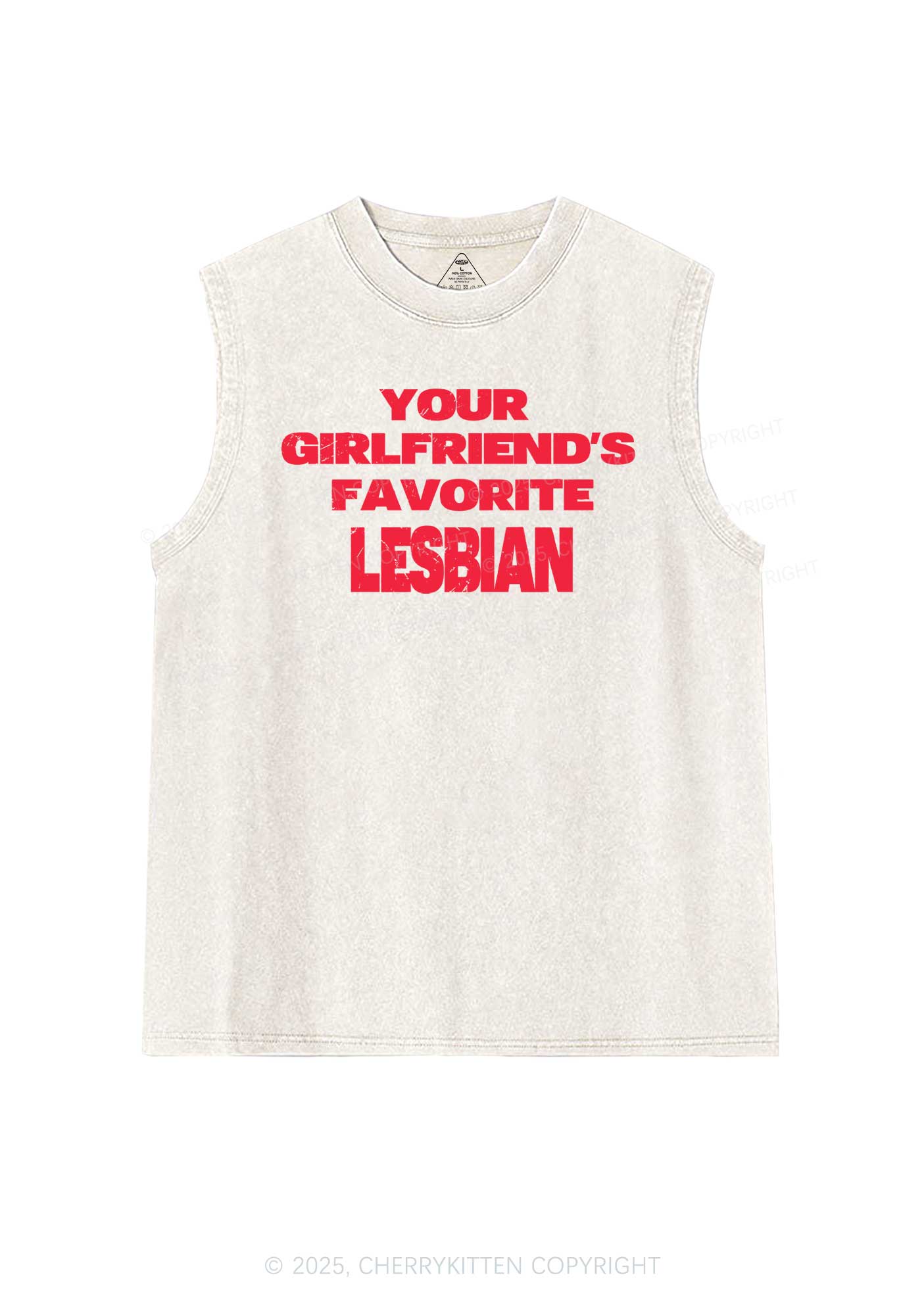 Your GF Favorite Lesbian Pride Y2K Washed Muscle Tank Cherrykitten - Image 4