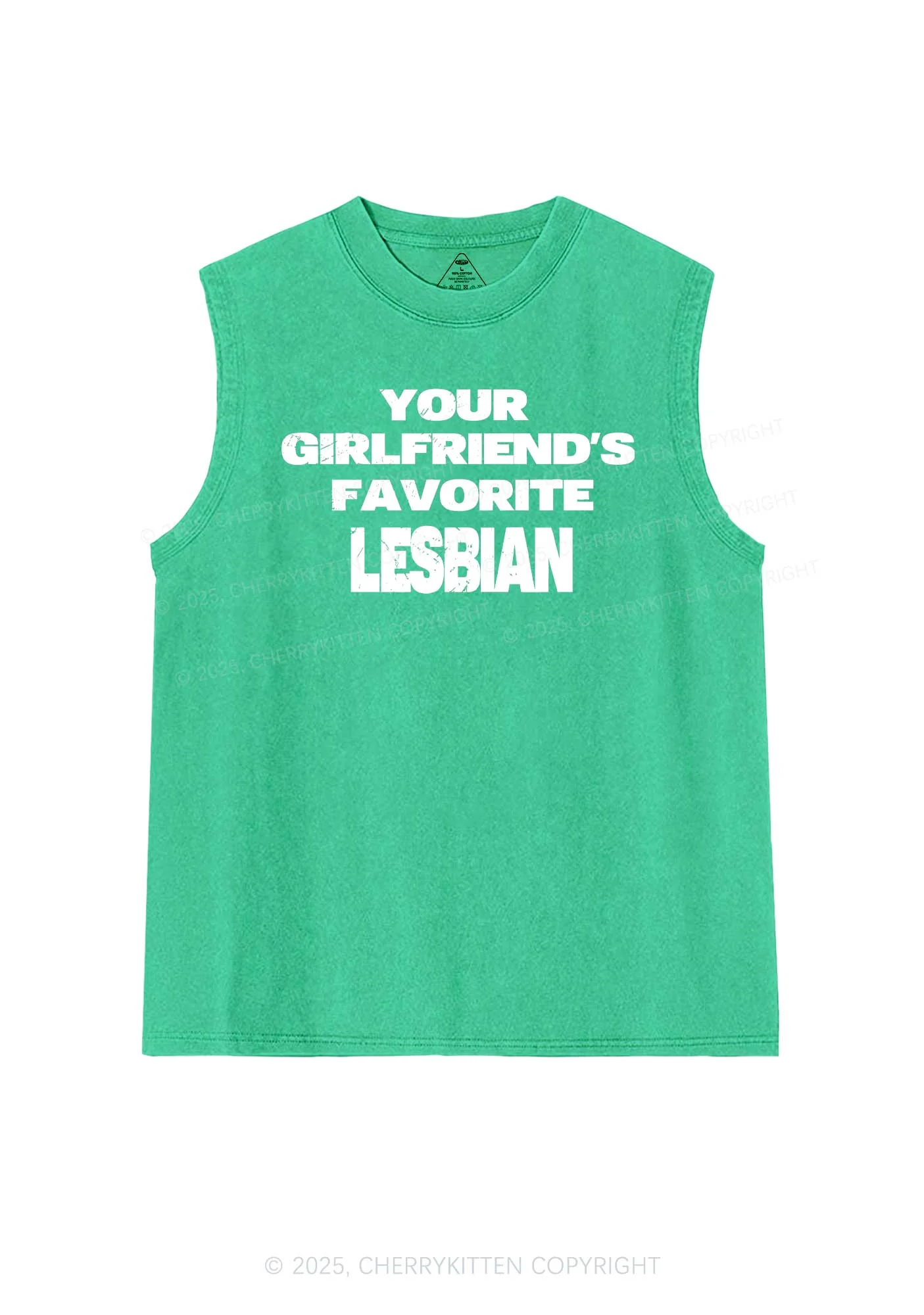 Your GF Favorite Lesbian Pride Y2K Washed Muscle Tank Cherrykitten - Image 5