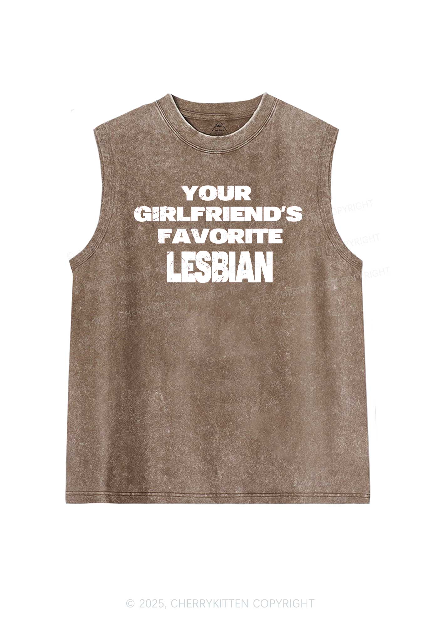 Your GF Favorite Lesbian Pride Y2K Washed Muscle Tank Cherrykitten - Image 6