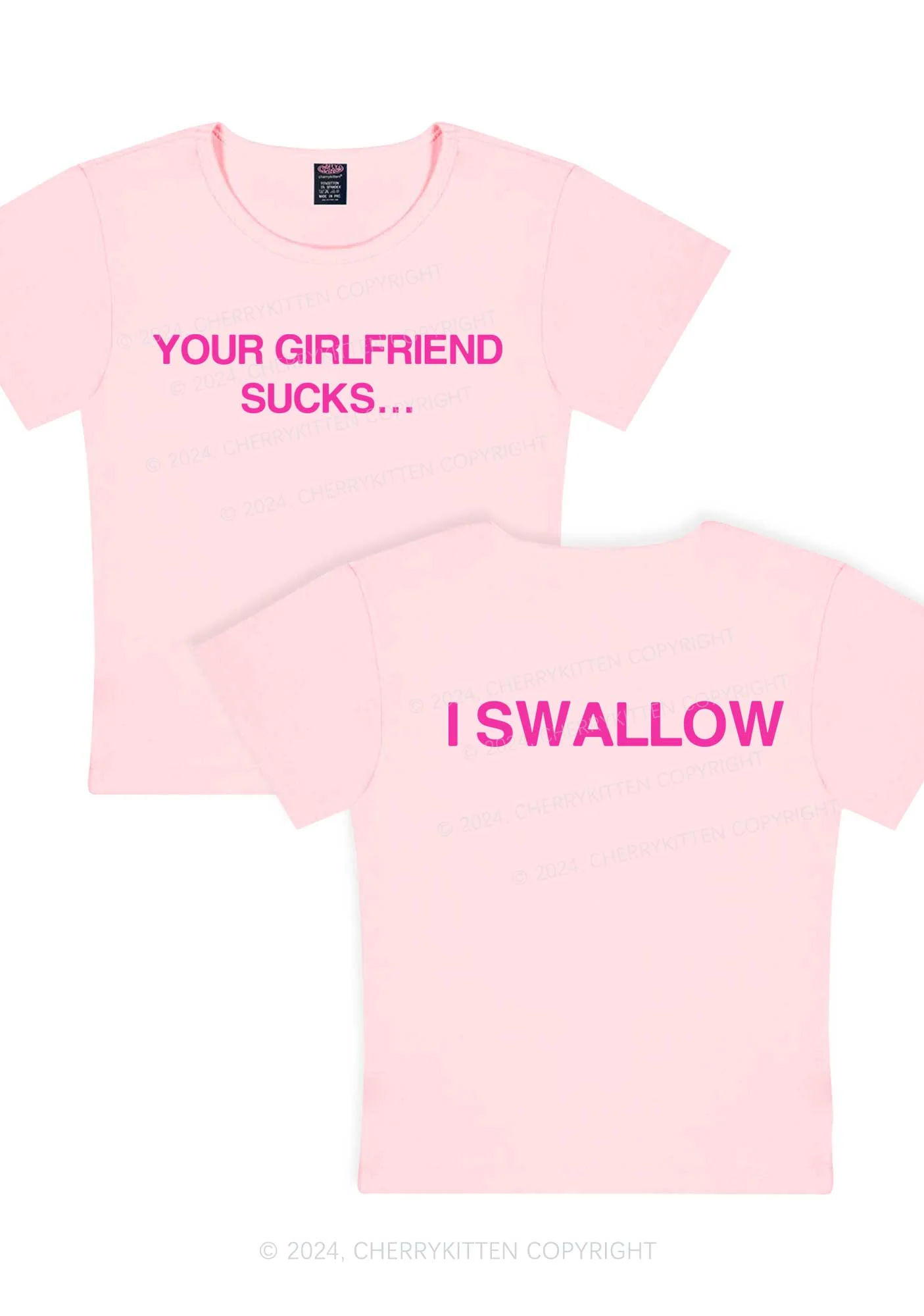 Your GF Sucks I Swallow Y2K Baby Tee Cherrykitten - Image 5