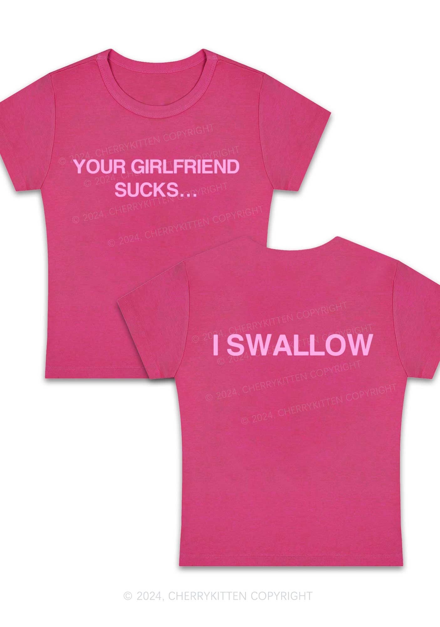 Your GF Sucks I Swallow Y2K Baby Tee Cherrykitten - Image 7