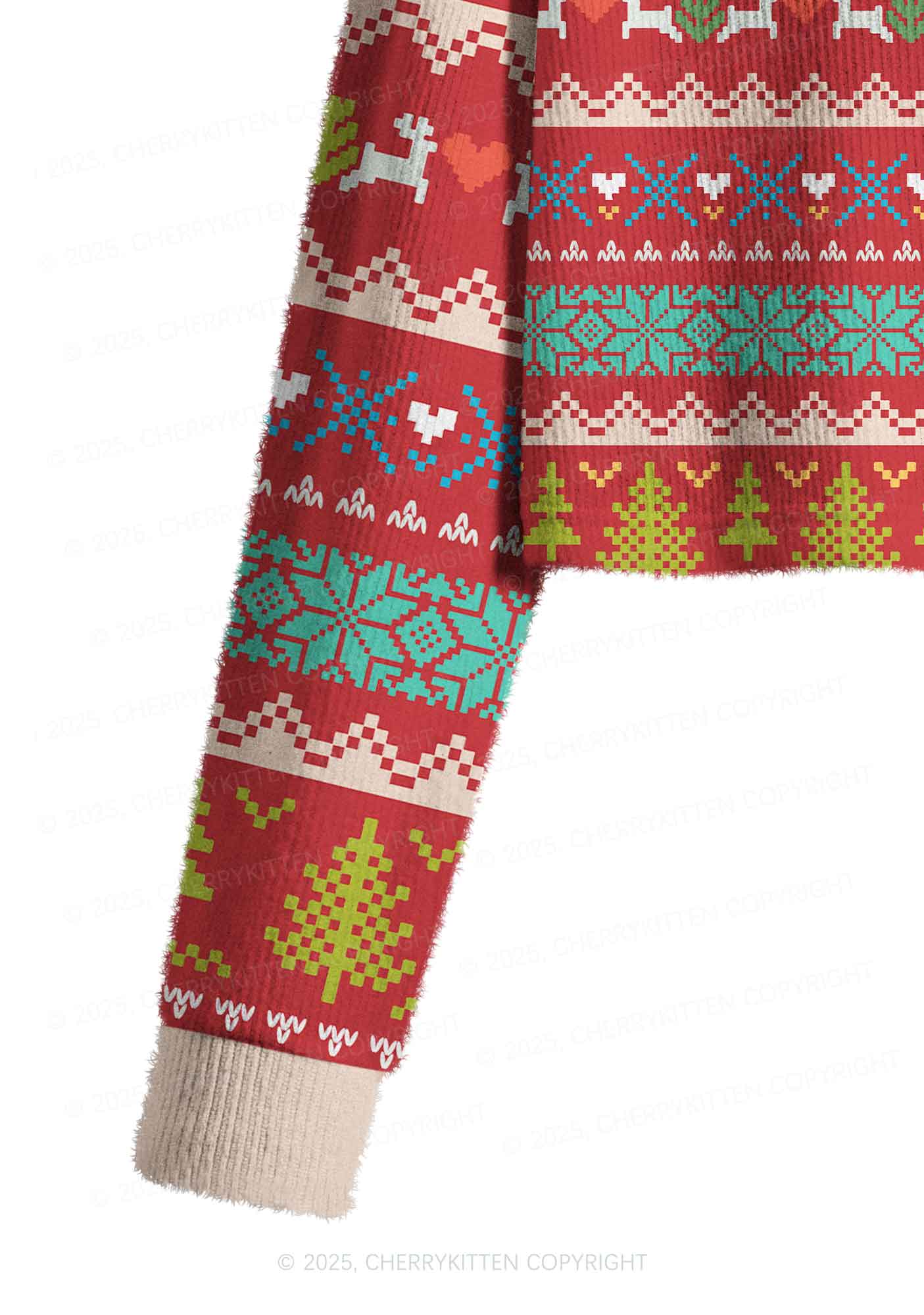 Your Last Haw Partner Y2K Christmas Crop Knit Sweatshirt Cherrykitten - Image 5